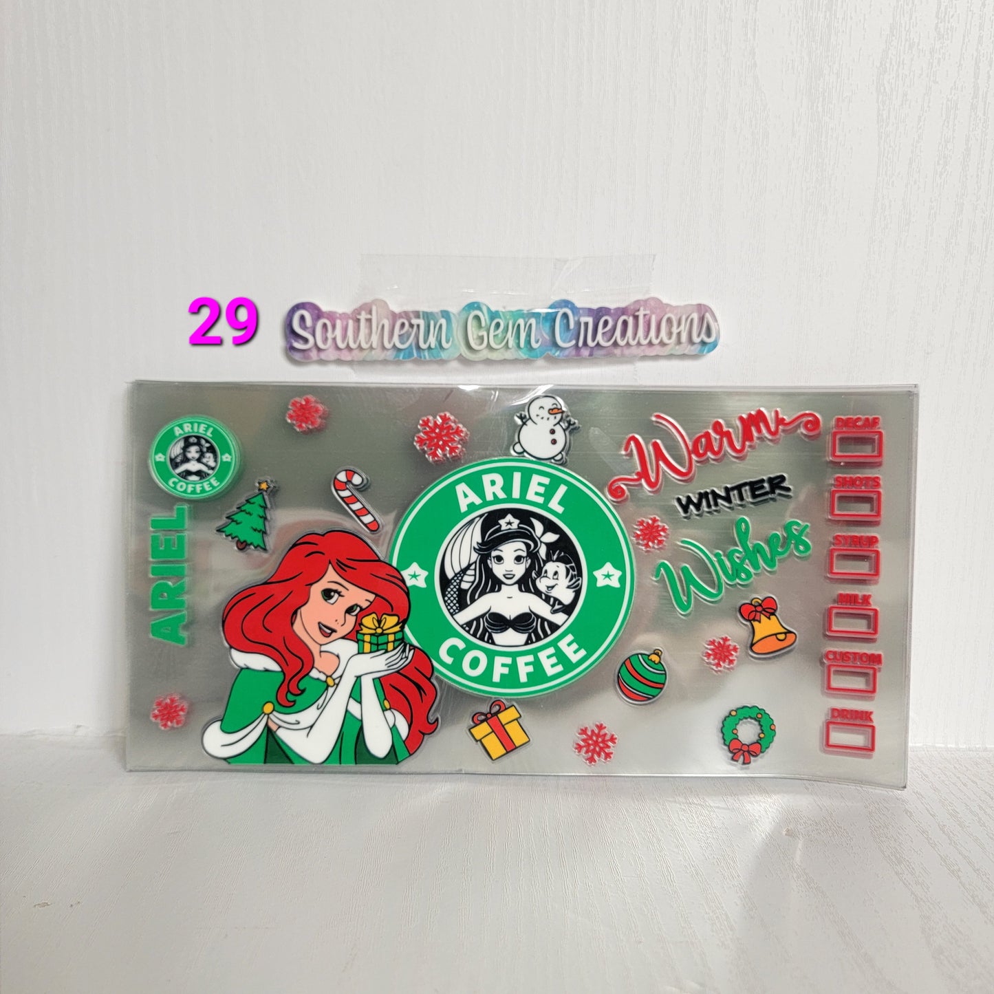 #29 Christmas Fork Princess - 16 oz Libby UV DTF RTS