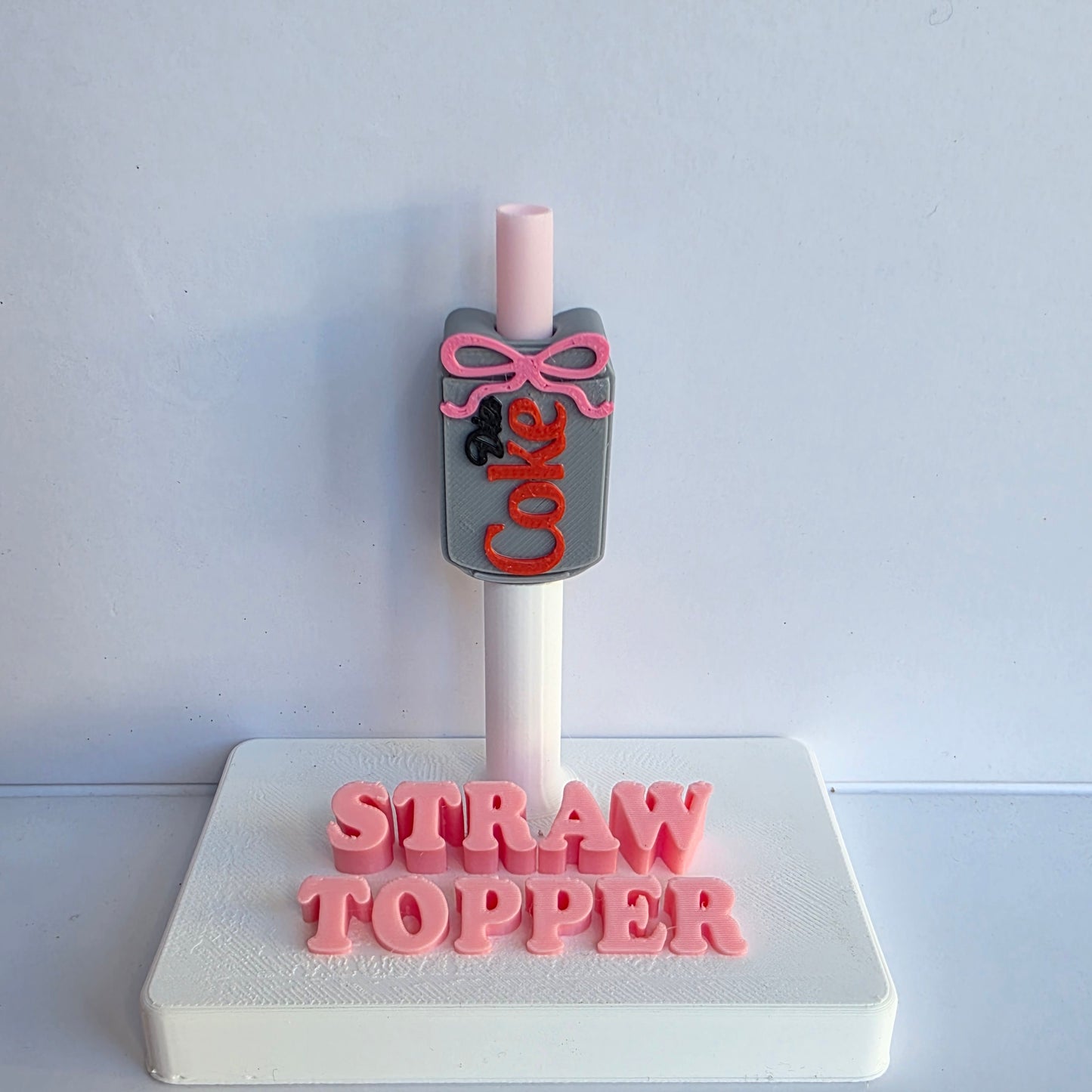 Diet Cola and Bow 3D Printed Straw Topper