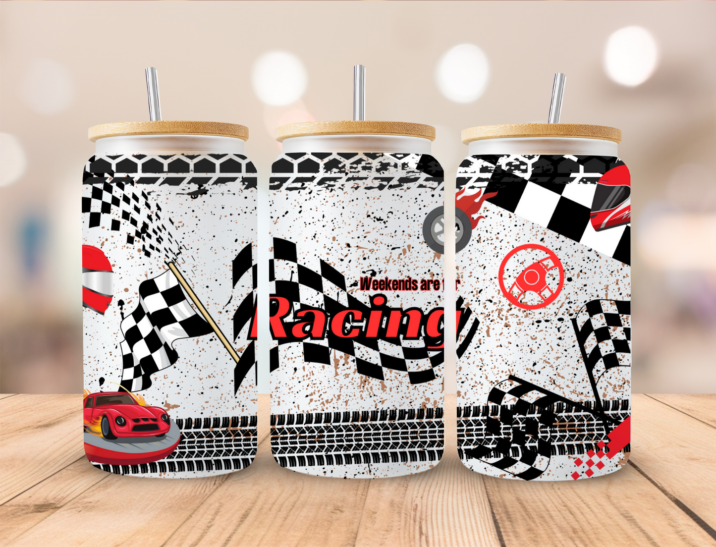 Weekends Are For Racing - 16oz/20oz Libby UV DTF Wrap