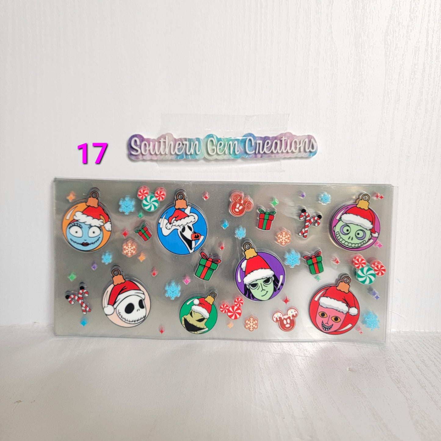 Nightmare Christmas Ornaments - 16 oz Libby UV DTF RTS