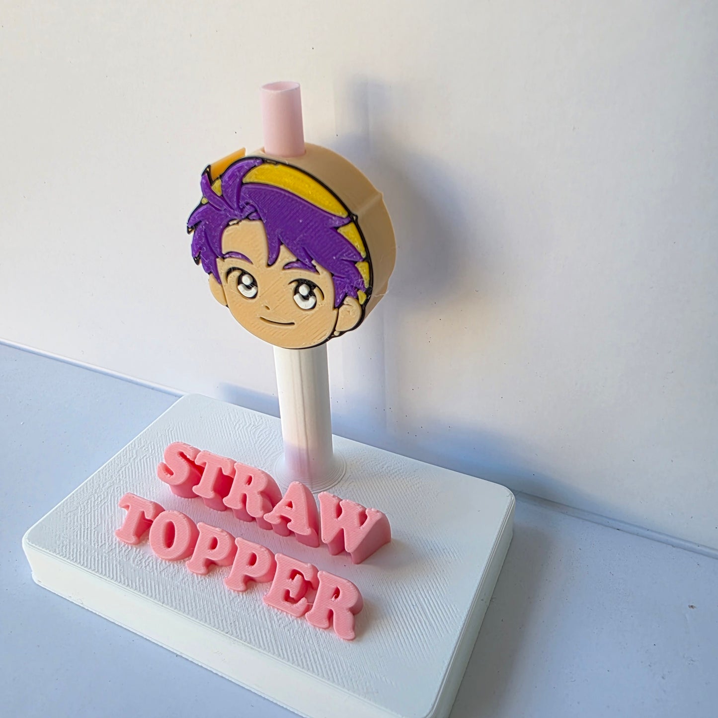 Saja Boy Purple Hair 3D Printed Straw Topper