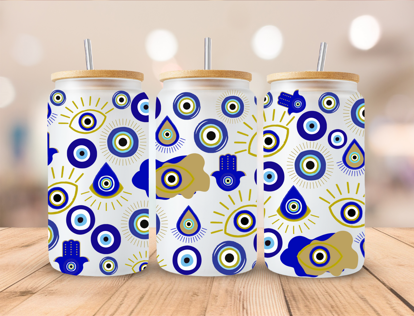 Blue Evil Eye ver 2 - 16oz/20oz Libby UV DTF Wrap