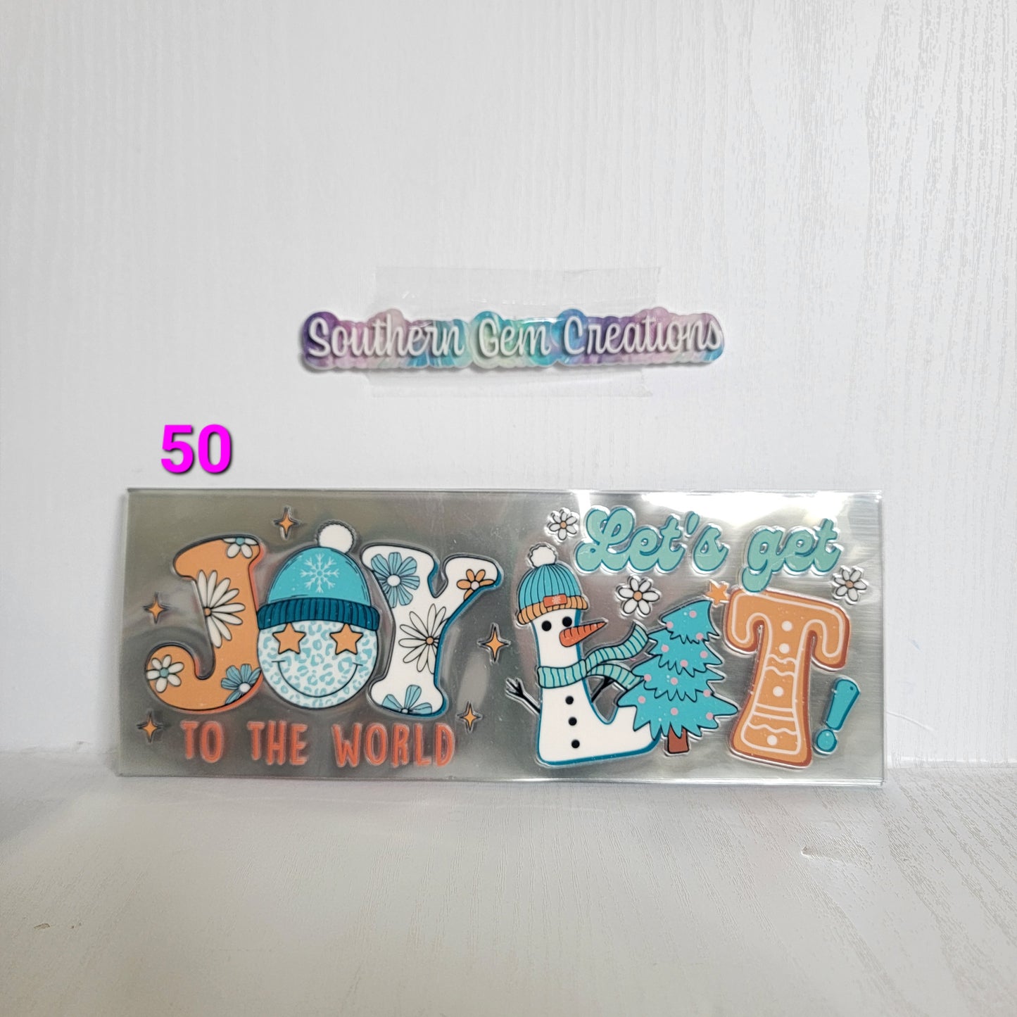 #50 Christmas Let's Get Lit Joy To The World - 16 oz Libby UV DTF Wrap RTS