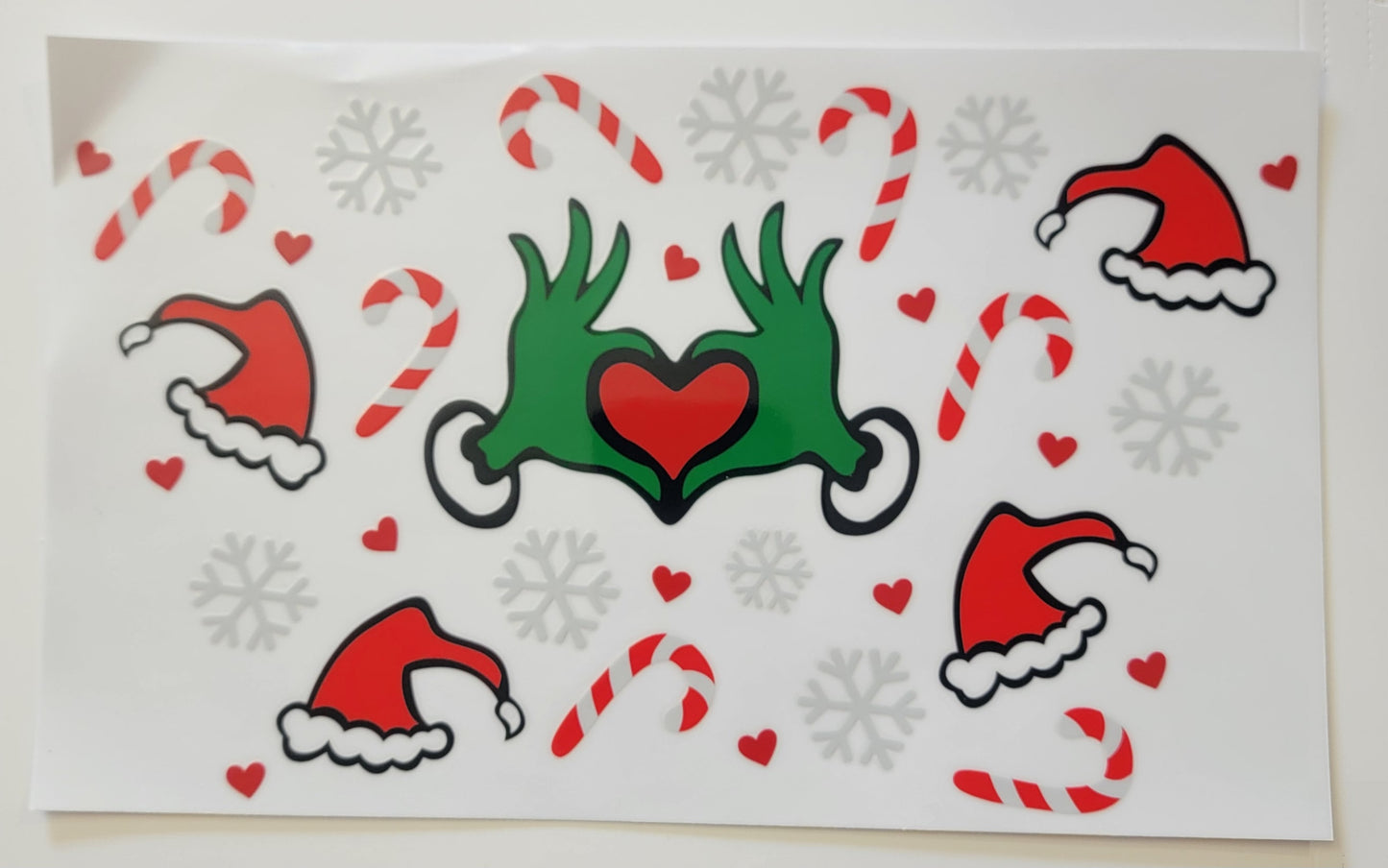 Christmas Mean Green Heart Hands - 24 oz cold cup Wrap RTS