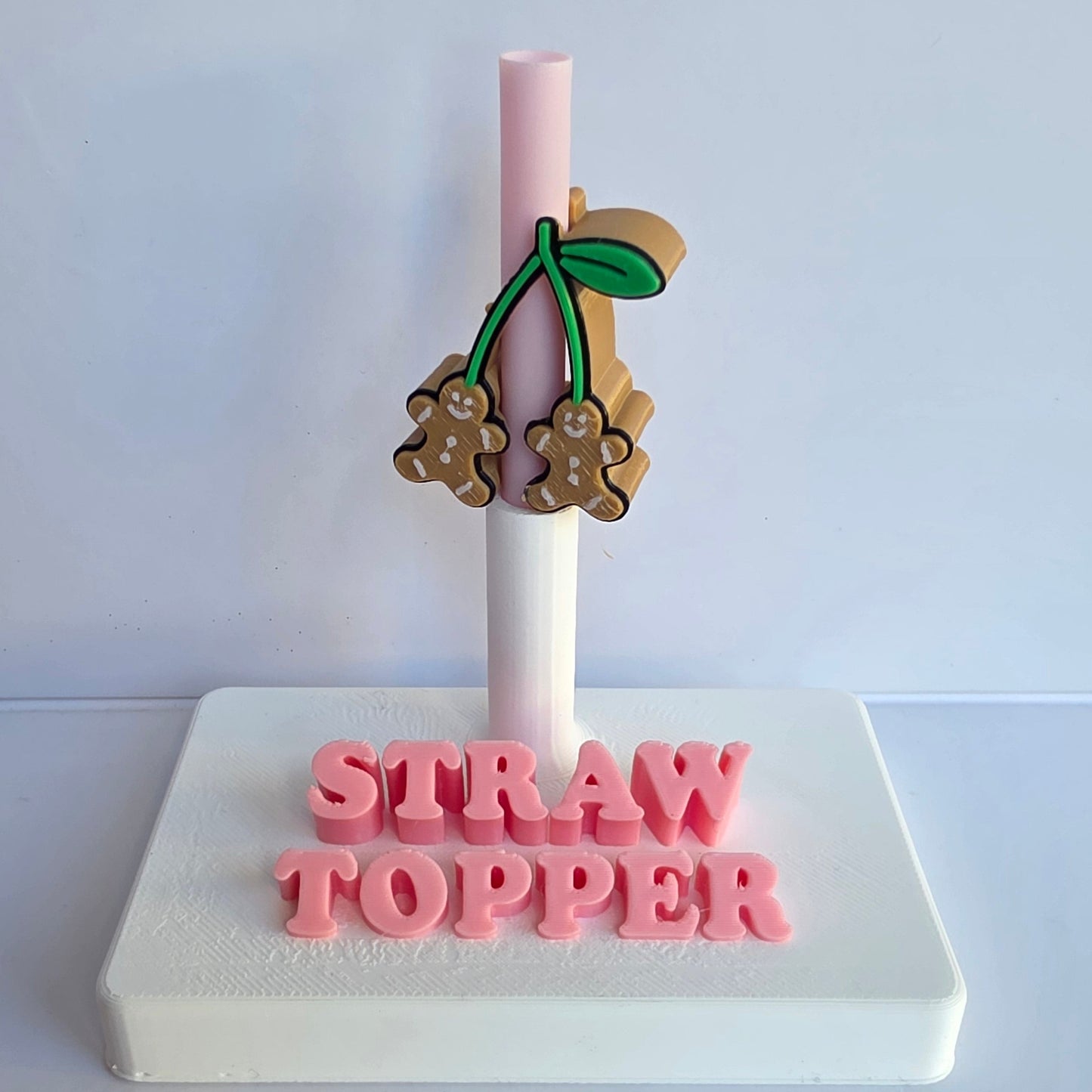 Gingerbread Cherries 3D Printed Straw Topper