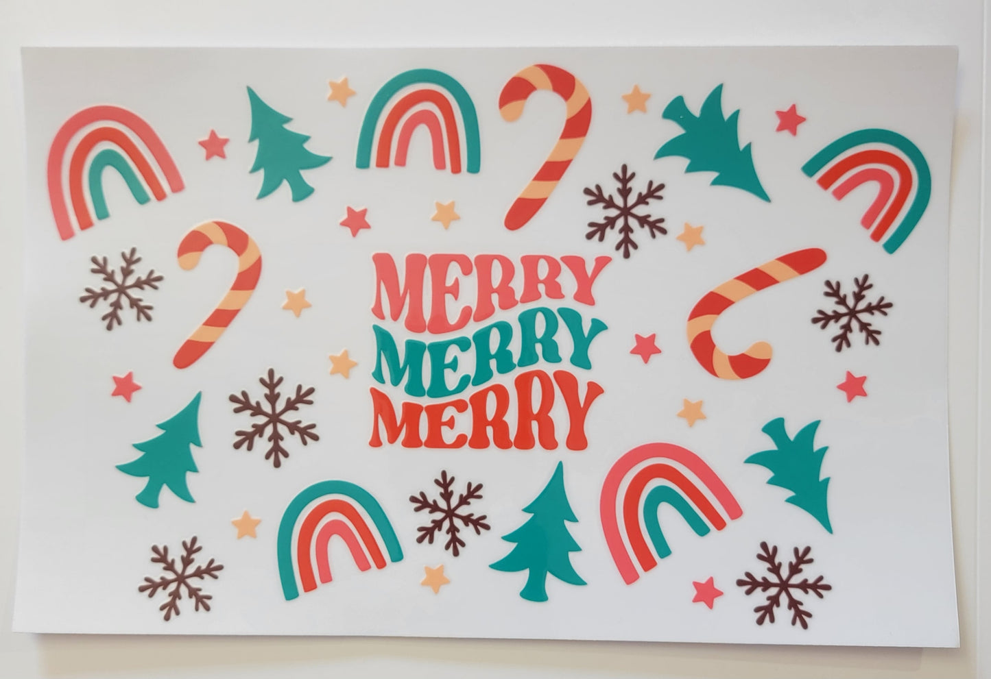 Christmas Merry Merry Merry Rainbow - 24 oz cold cup Wrap RTS