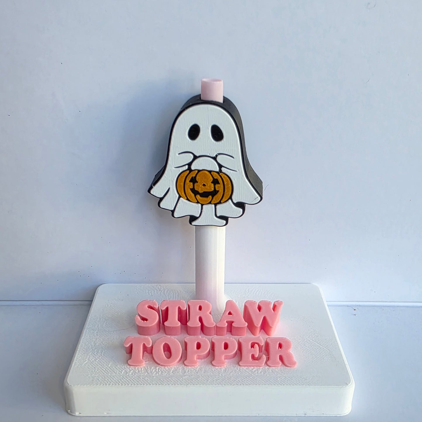 Halloween Trick Or Treat Ghost 3D Printed Straw Topper