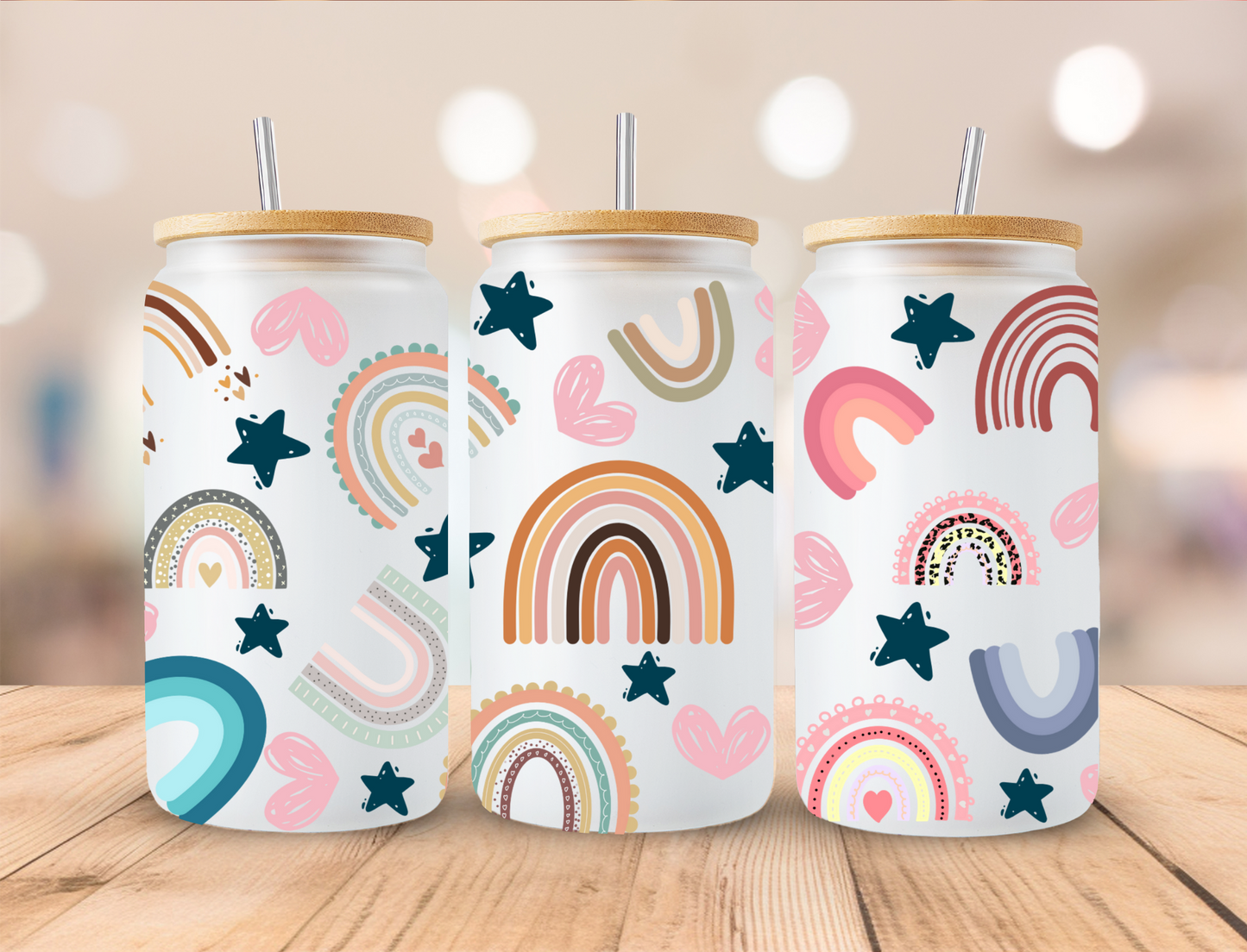 Boho Allover Rainbows - 16oz/20oz Libby UV DTF Wrap