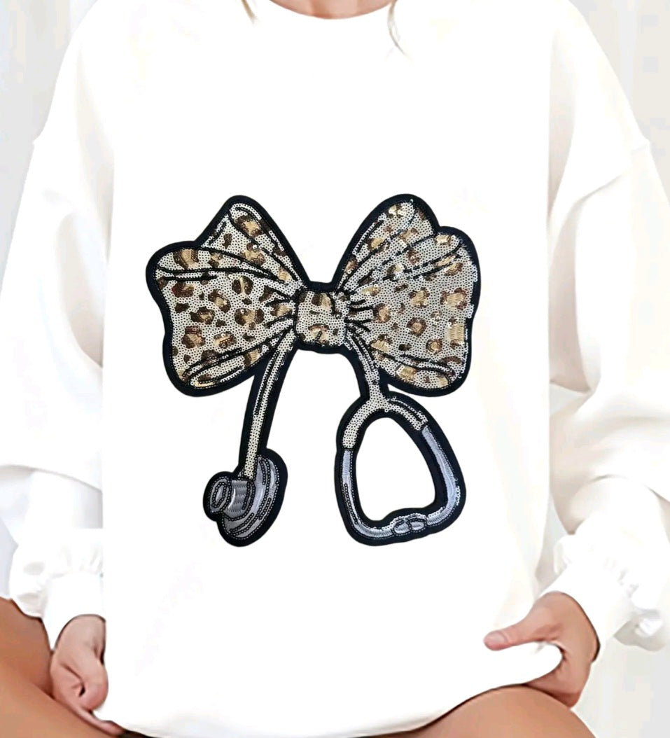 Stethoscope Bow- Sequin Patch