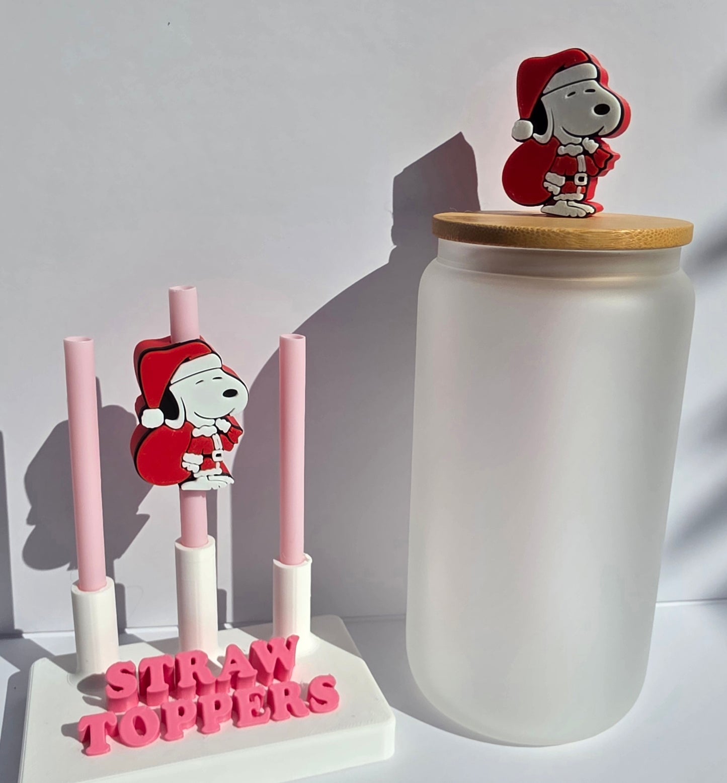 Christmas White Dog 3D Printed Straw Topper