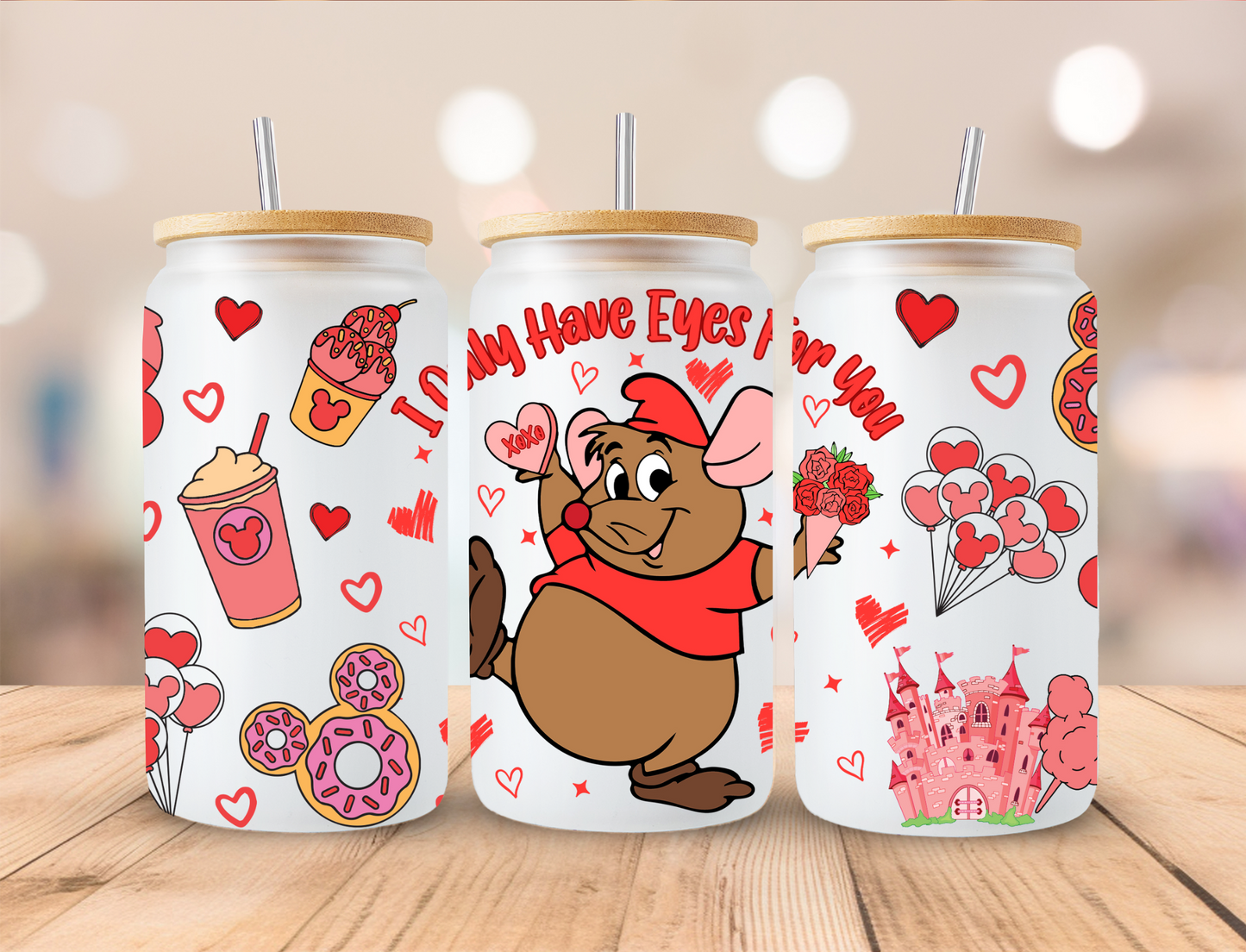 Valentines Mice I Only Have Eyes For You - 16oz/20oz Libby UV DTF Wrap