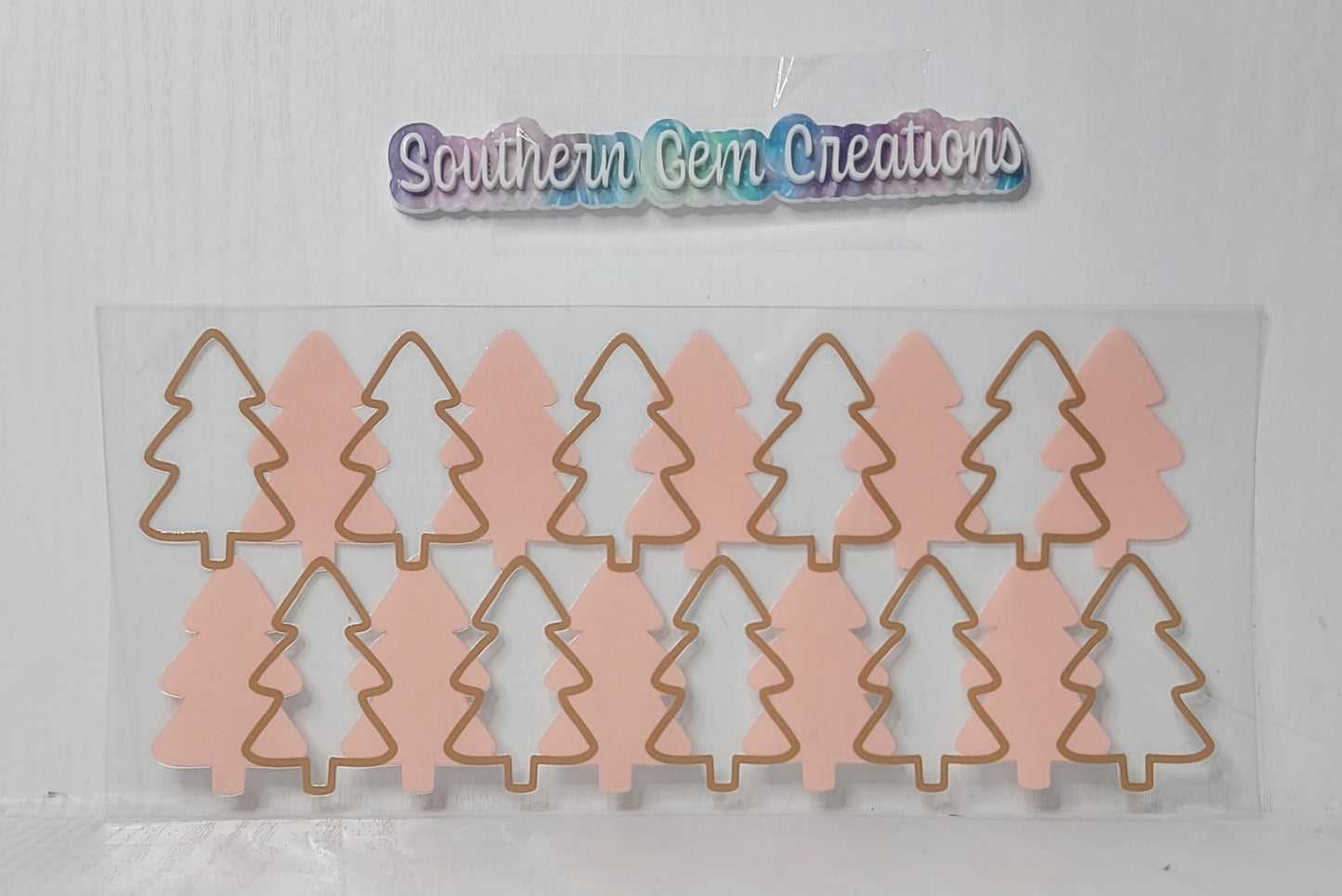 Winter Pink Two Tone Trees - 16 oz Libby UV DTF Wrap RTS