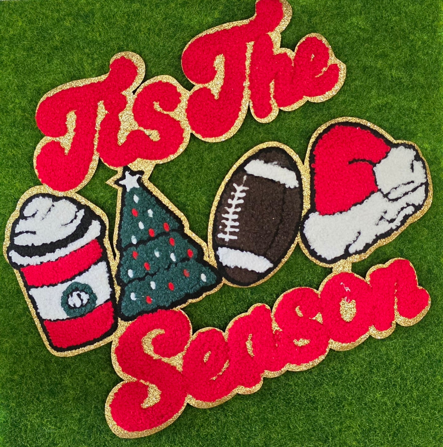 This The Season Christmas and Football Chenile Patch