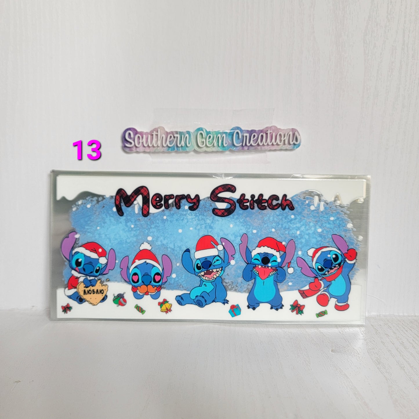 #13 Blue Alien Christmas Mashup - 16 oz Libby UV DTF RTS