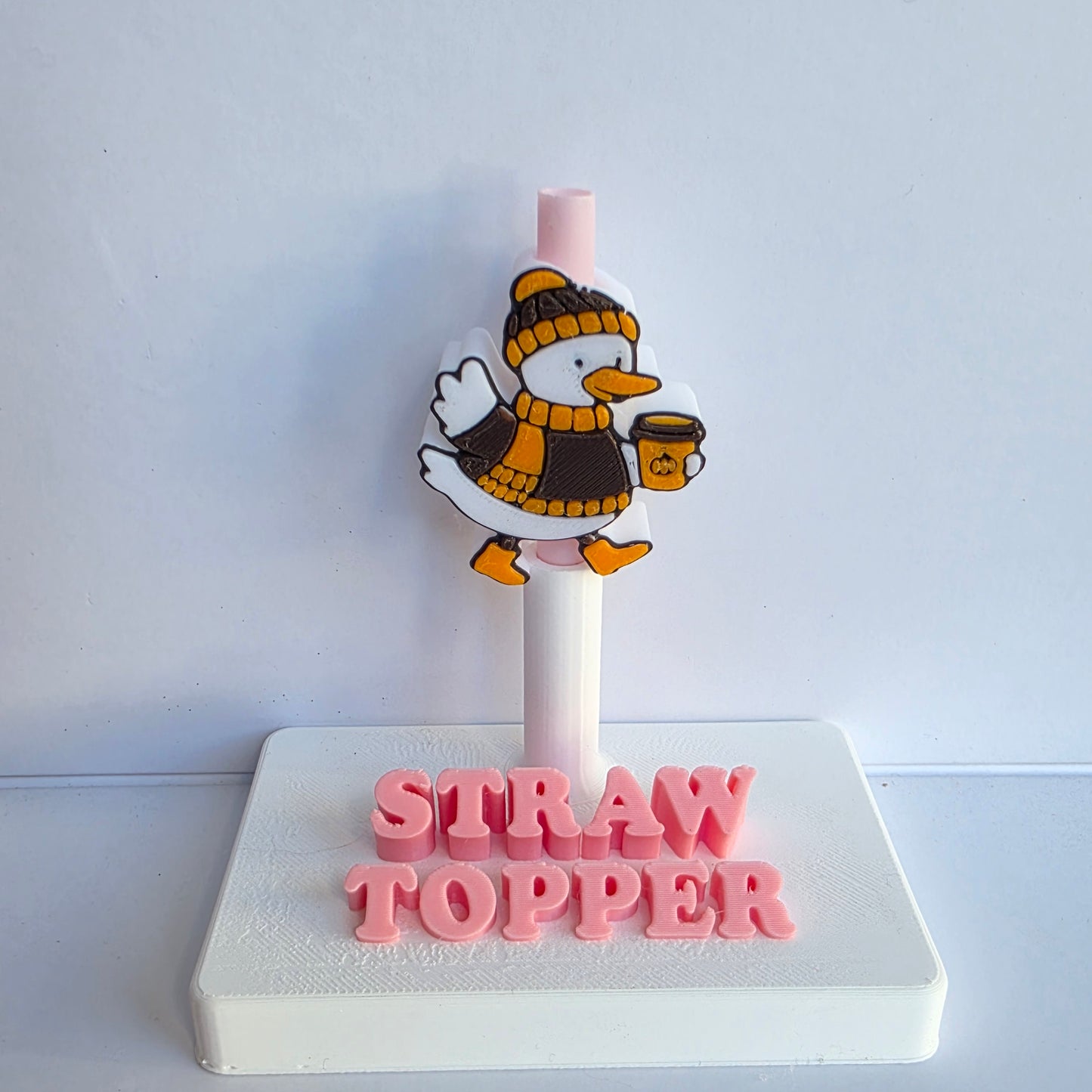 Fall Pumpkin Spice Duck 3D Printed Straw Topper