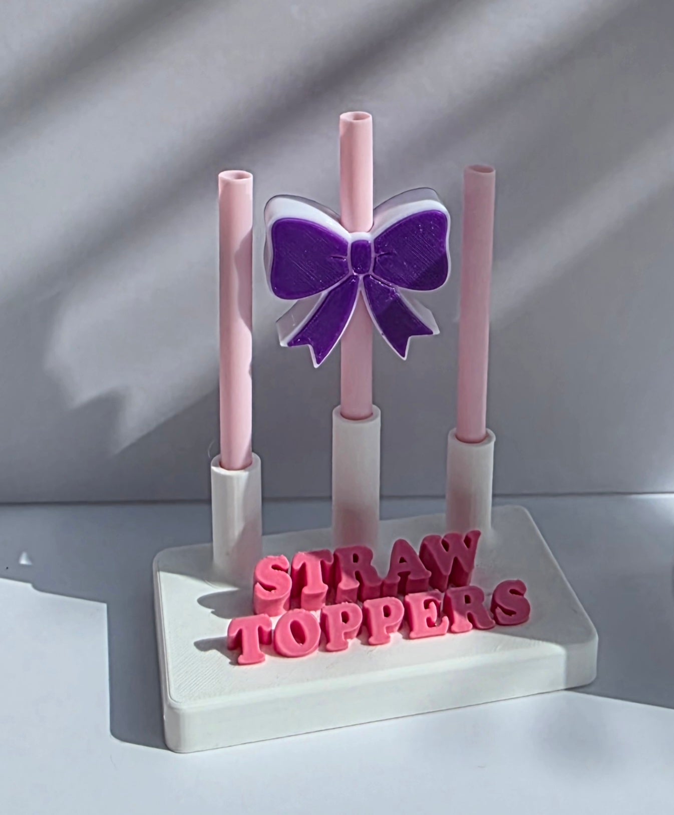 Purple Bow 3D Straw Topper