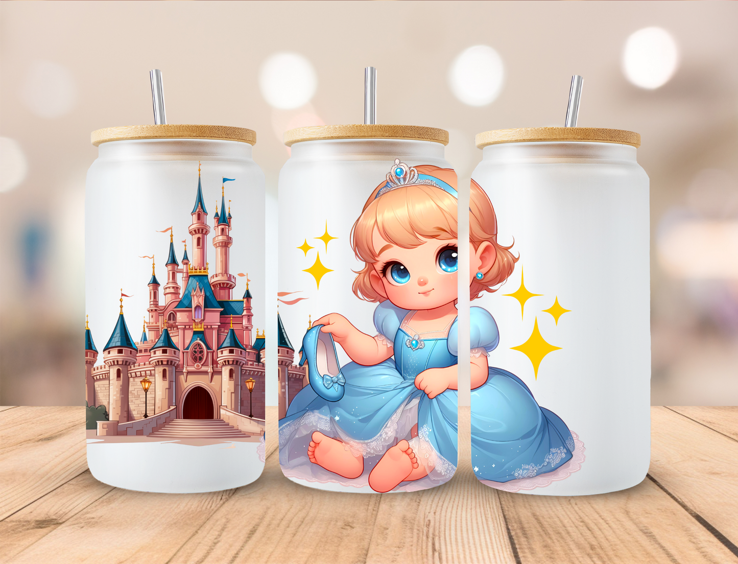 Glass Slipper Princess Watercolor - 16oz/20oz Libby UV DTF Wrap