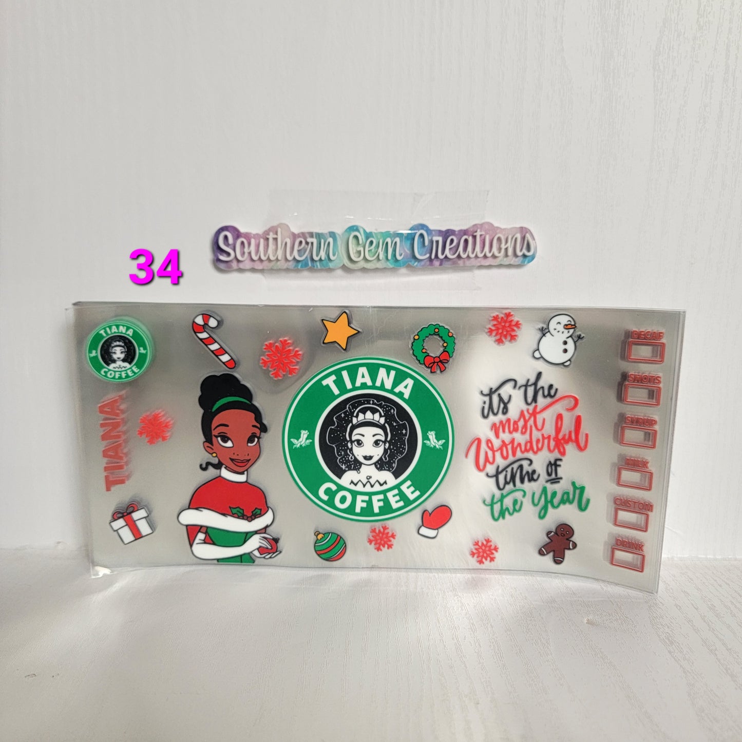 #34 Christmas Frog Princess - 16 oz Libby UV DTF RTS