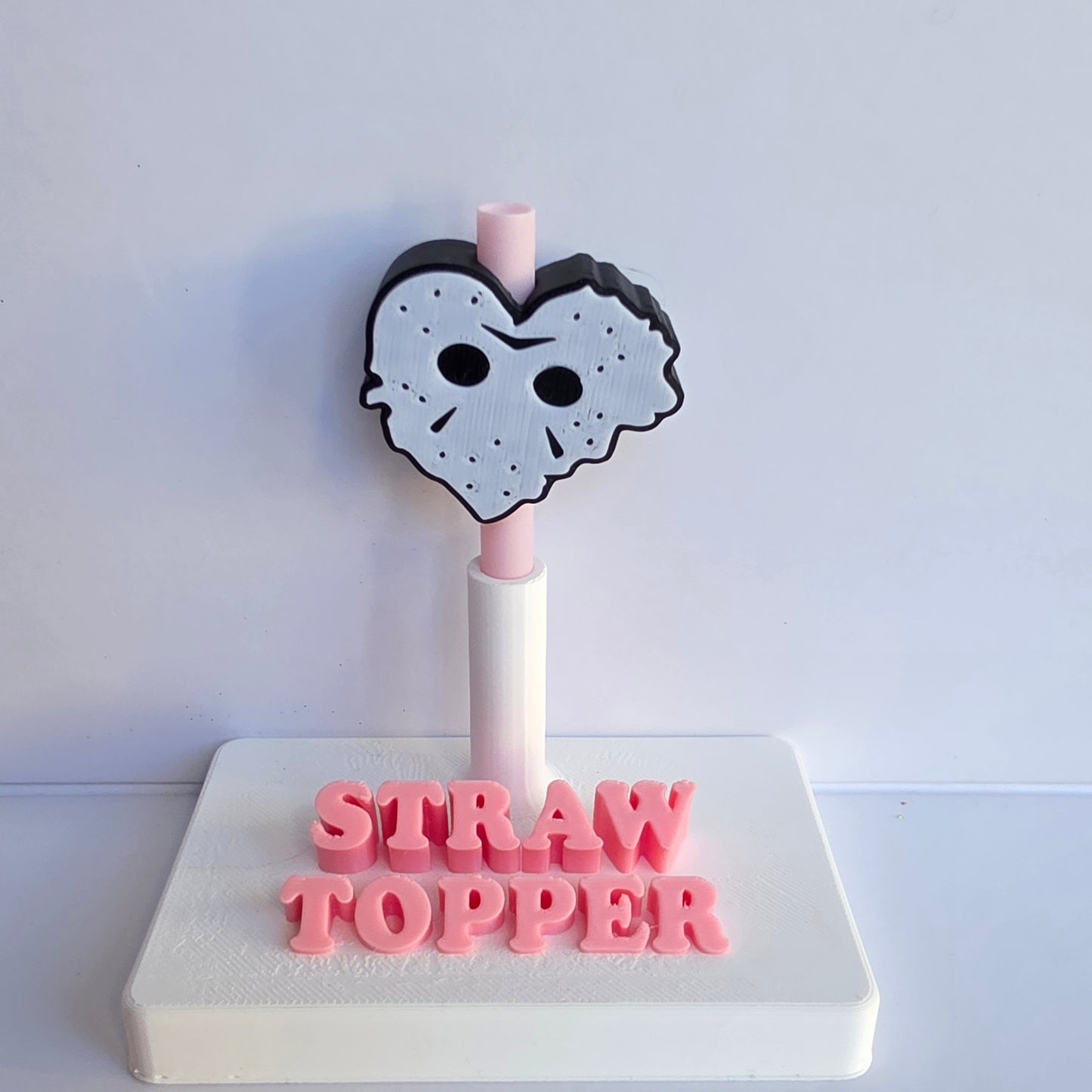 Halloween Jason Heart 3D Printed Straw Topper