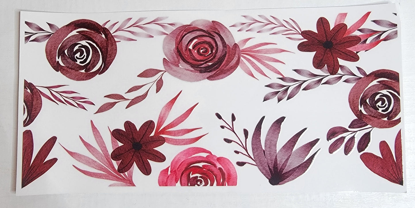 Mother's Day Floral Rose - 16 oz Libby UV DTF Wrap RTS