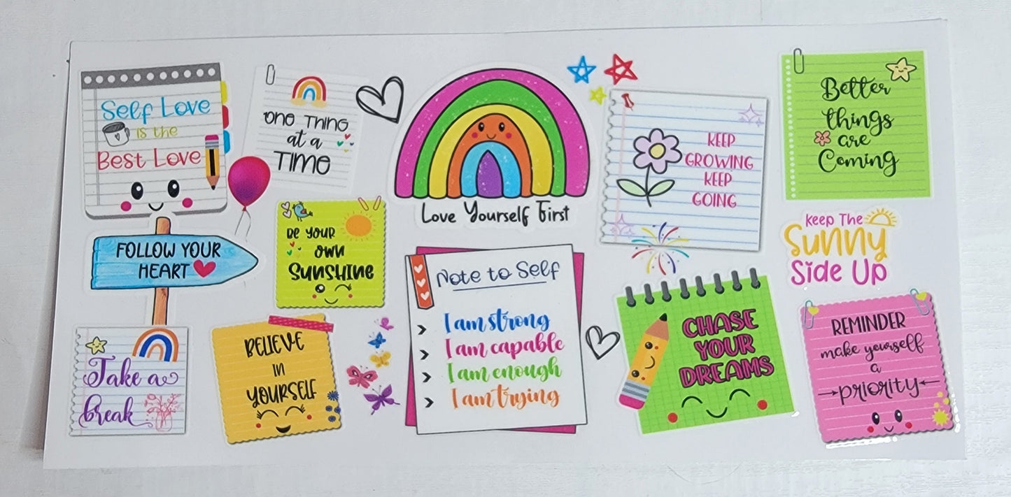 Love Yourself First Affirmations - 16 oz Libby UV DTF Wrap RTS