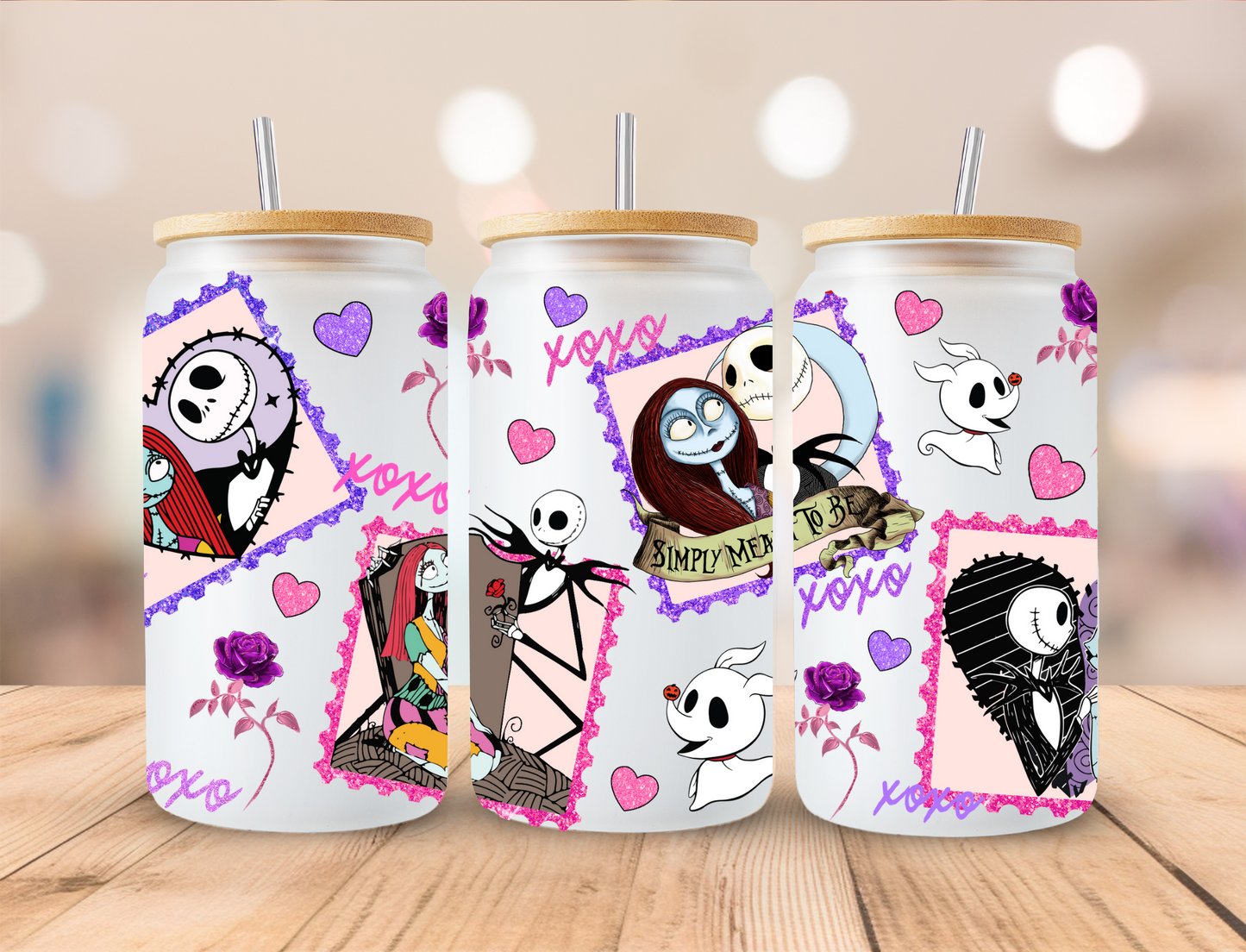 Valentines Skeleton Couple Stamps - 16oz/20oz Libby UV DTF Wrap