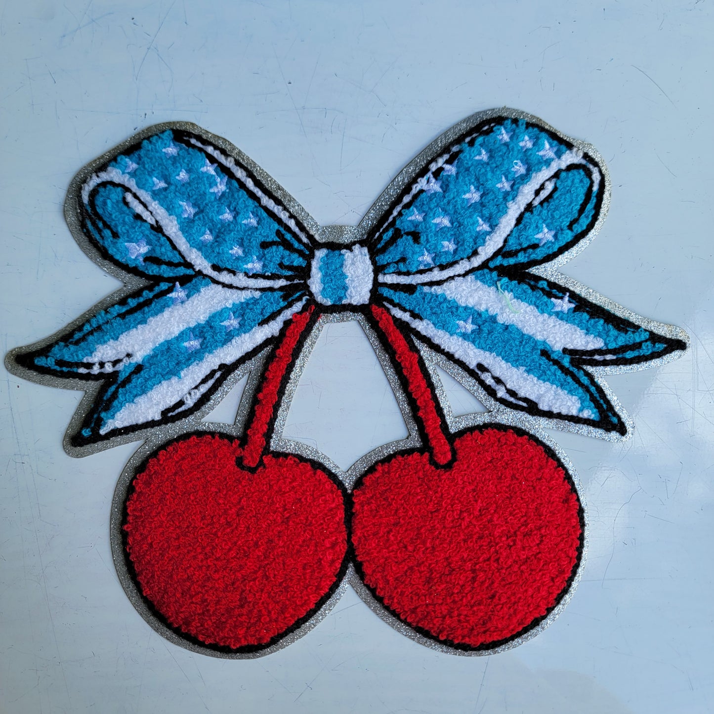 Cherry Bow Chenile Patch