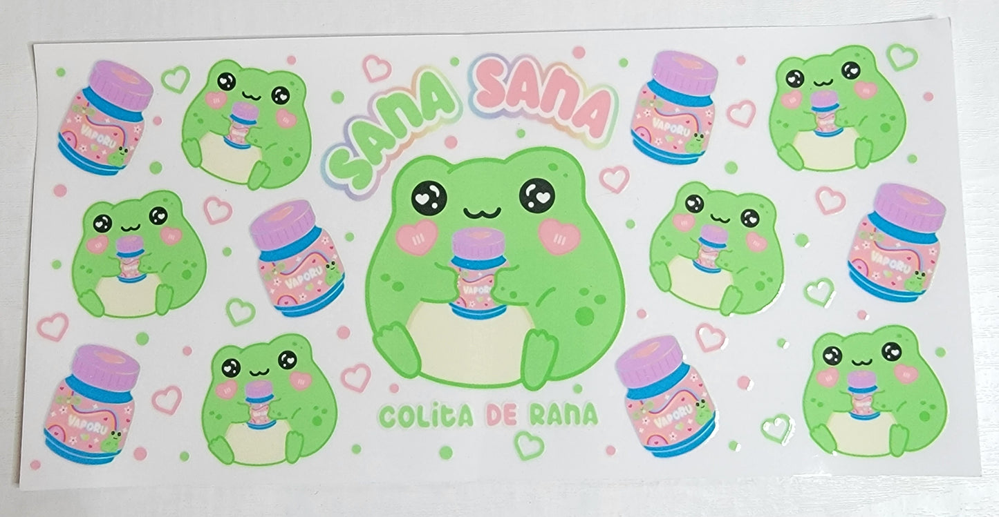 Sana Sana Frog - 16 oz Libby UV DTF Wrap RTS