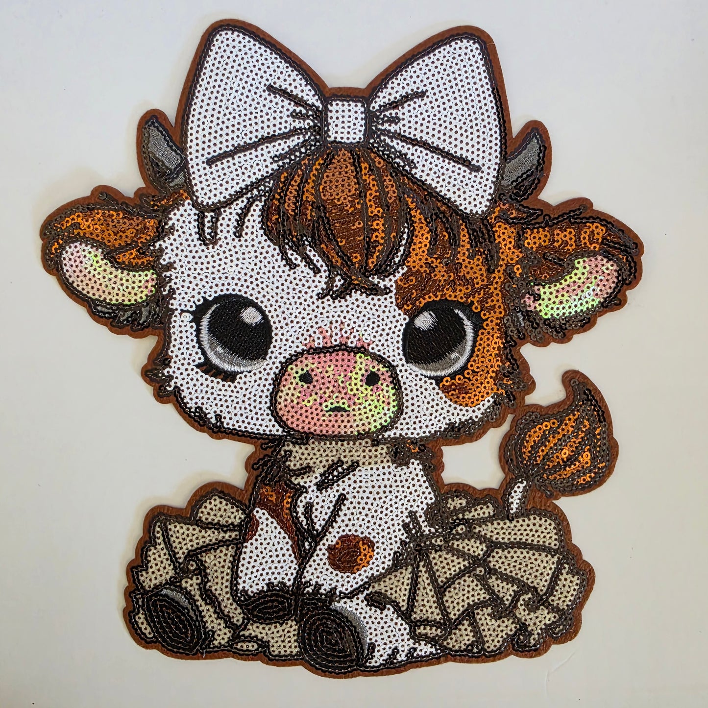 Tutu Highland Cow and Bow - Sequin Patch
