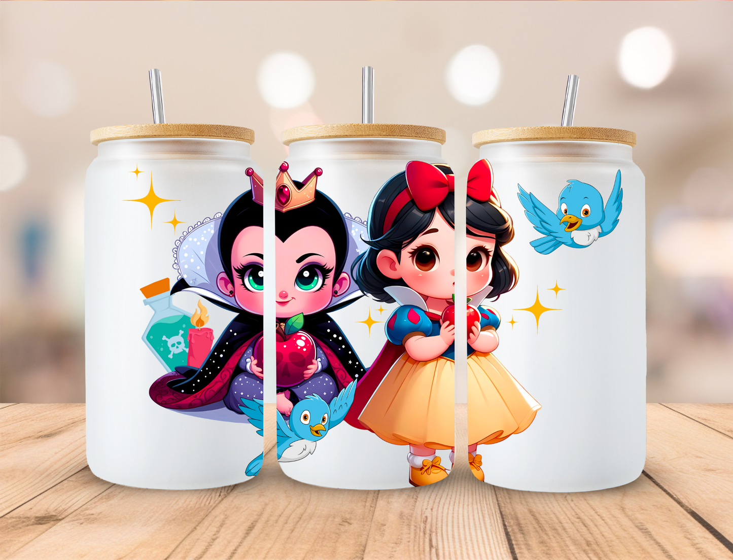 Apple Princess Evil Queen Watercolor - 16oz/20oz Libby UV DTF Wrap