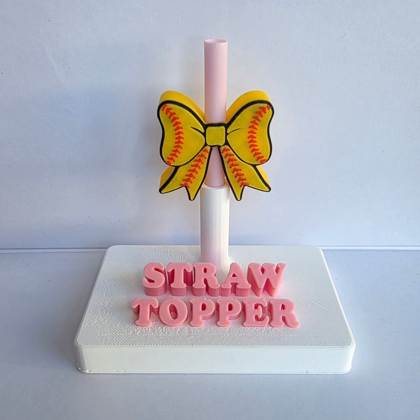 Softball Bow 3D Printed Straw Topper