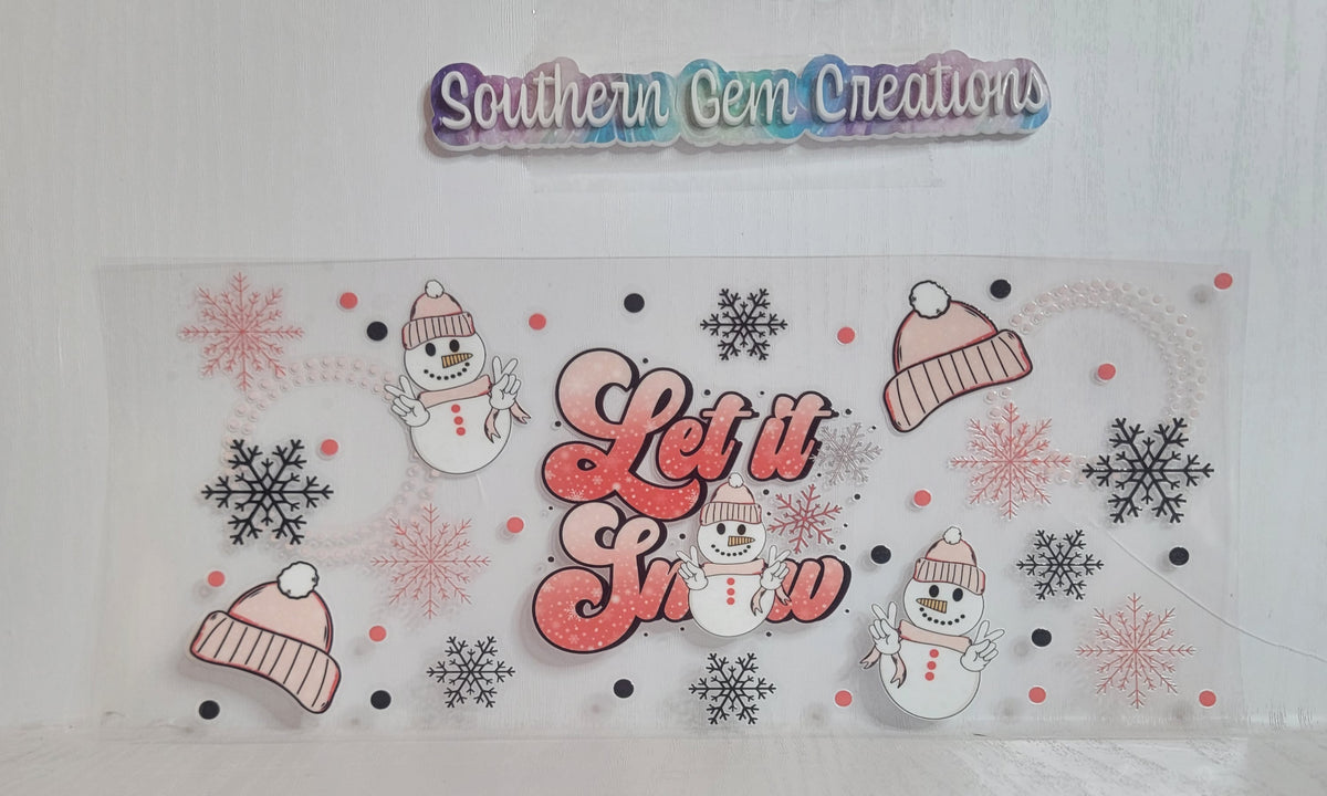 Christmas Let It Snow - 16 oz Libby UV DTF Wrap RTS