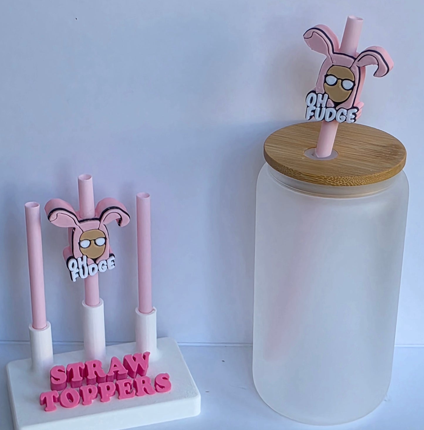 Pink Oh Fudge 3D Printed Straw Topper