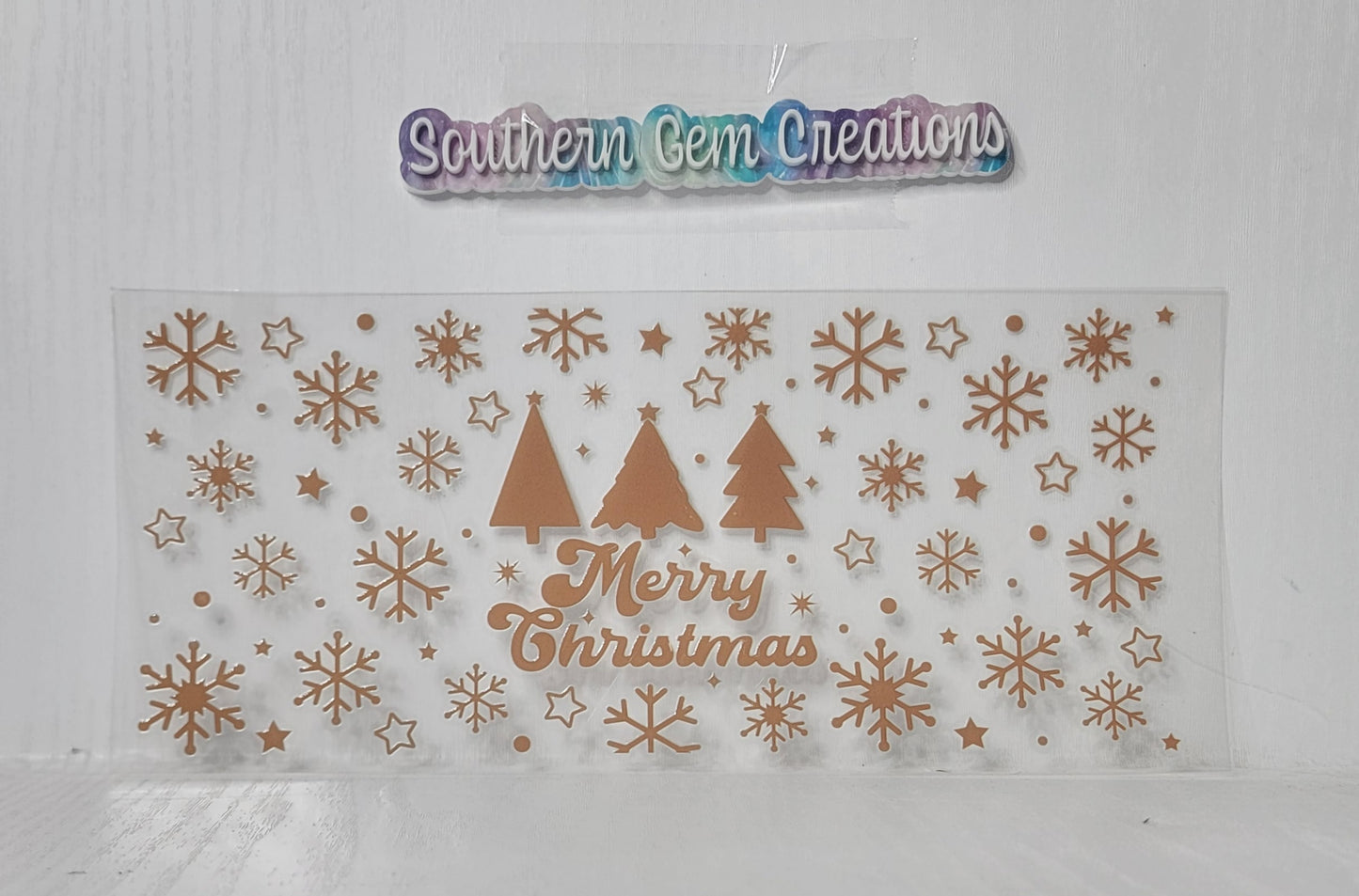 Christmas Golden Merry Christmas Silo - 16 oz Libby UV DTF Wrap RTS