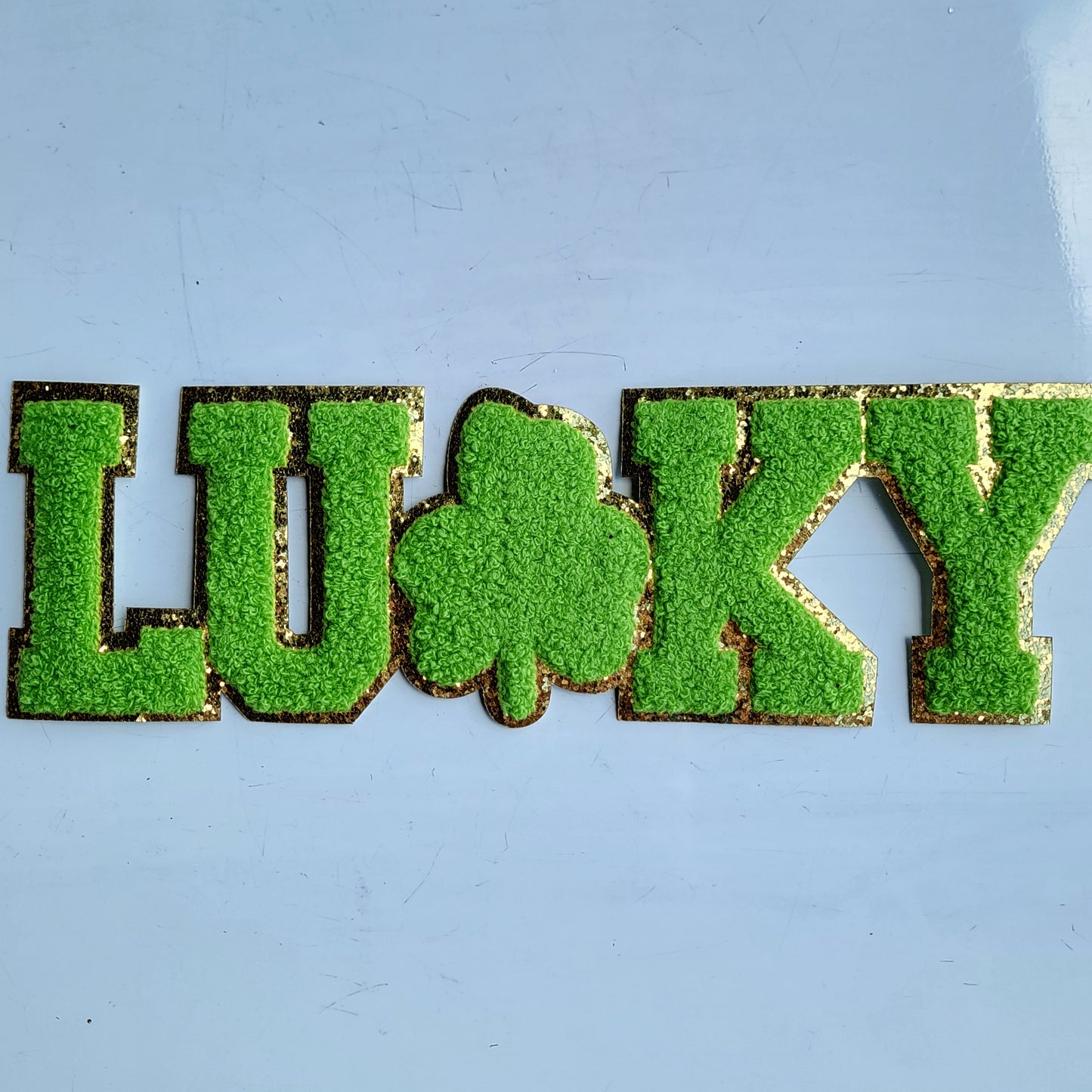 Light Green LUCKY Chenile Patch