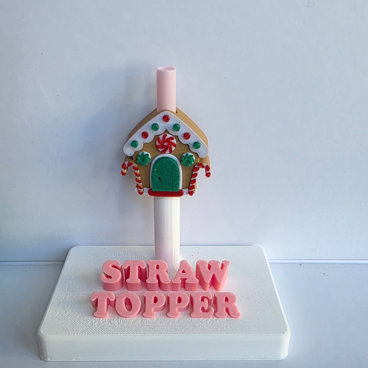 Christmas Gingerbread House 3D Printed Straw Topper