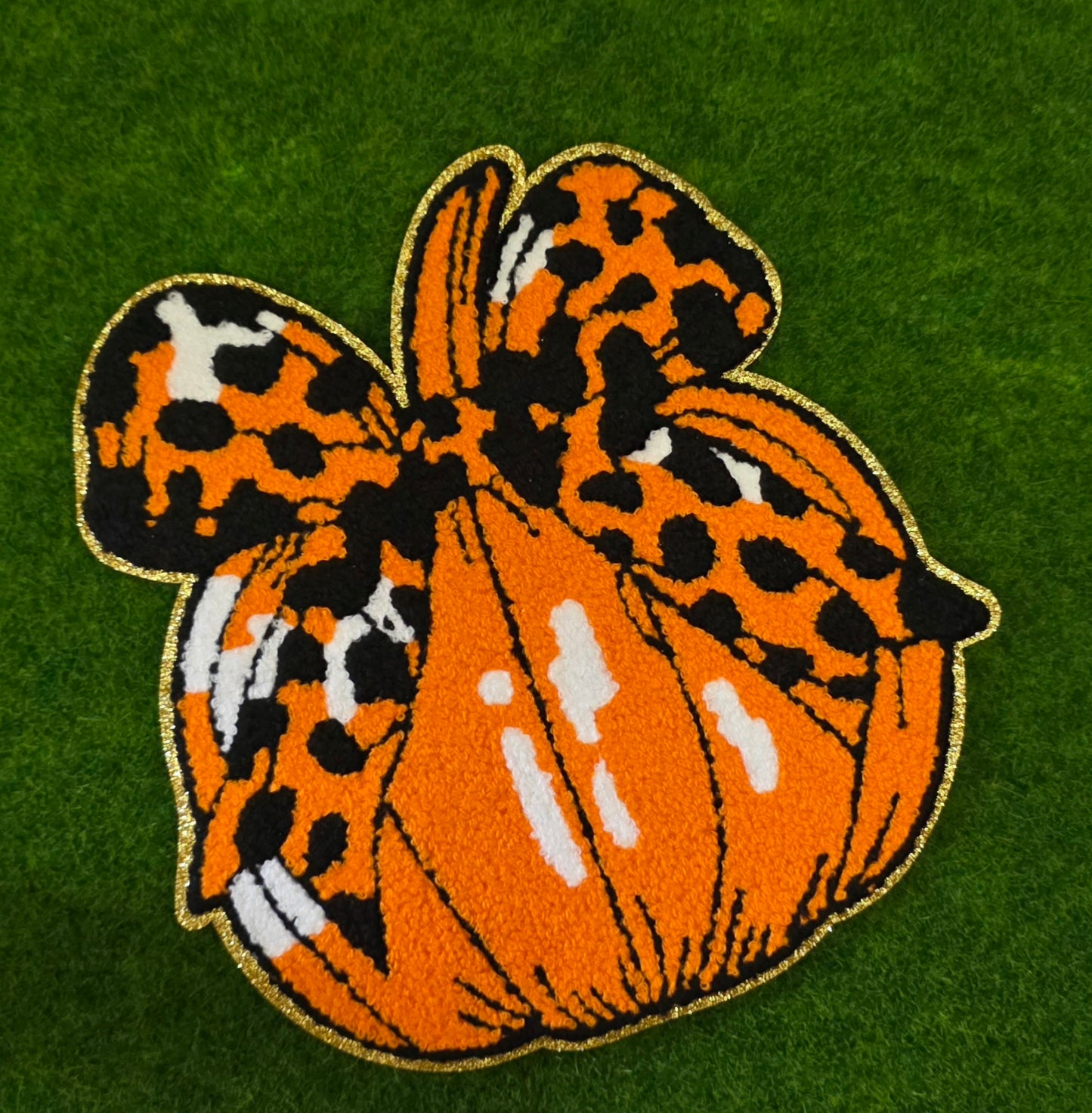 Animal Print Bow On Pumpkin Chenile Patch