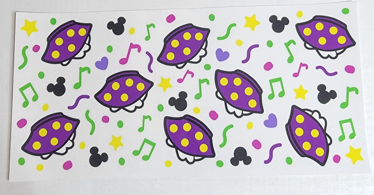 Mardi Gras Mouse Skirt - 16 oz Libby UV DTF Wrap RTS