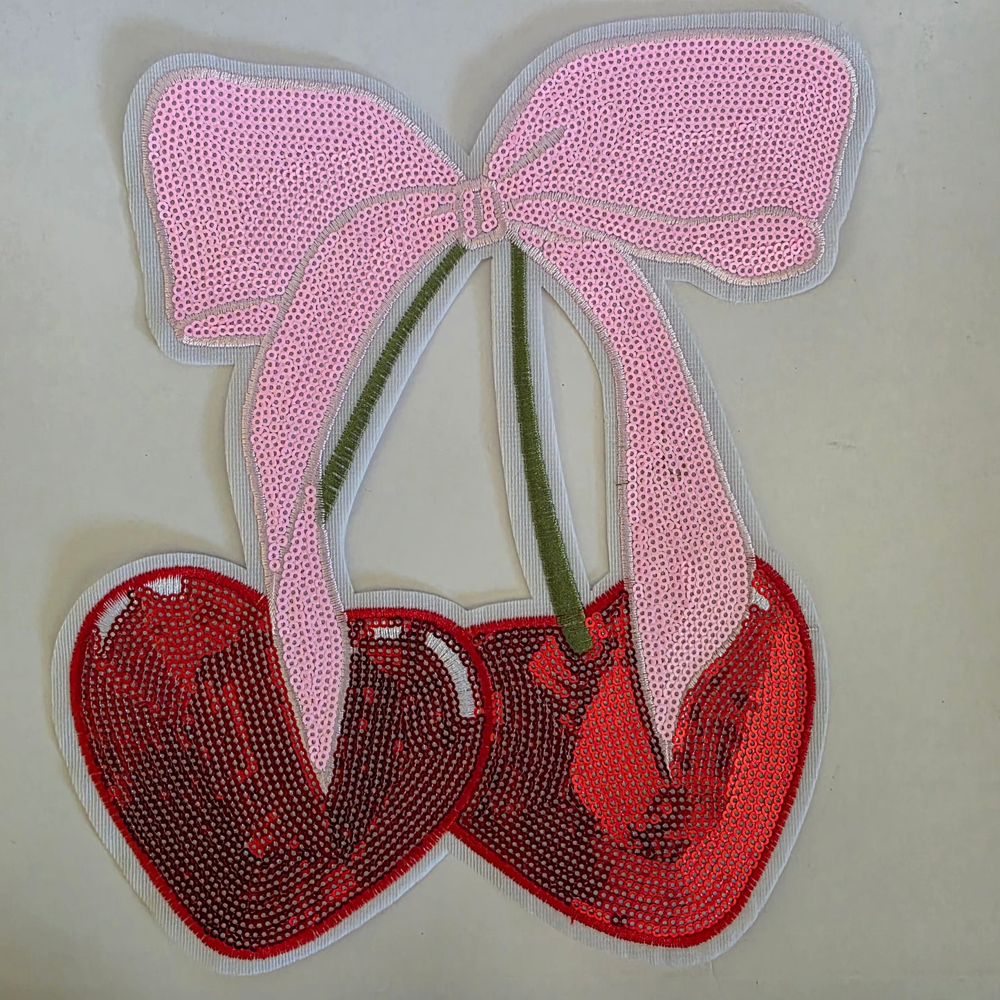 Pink Bow Cherries - Sequin Patch