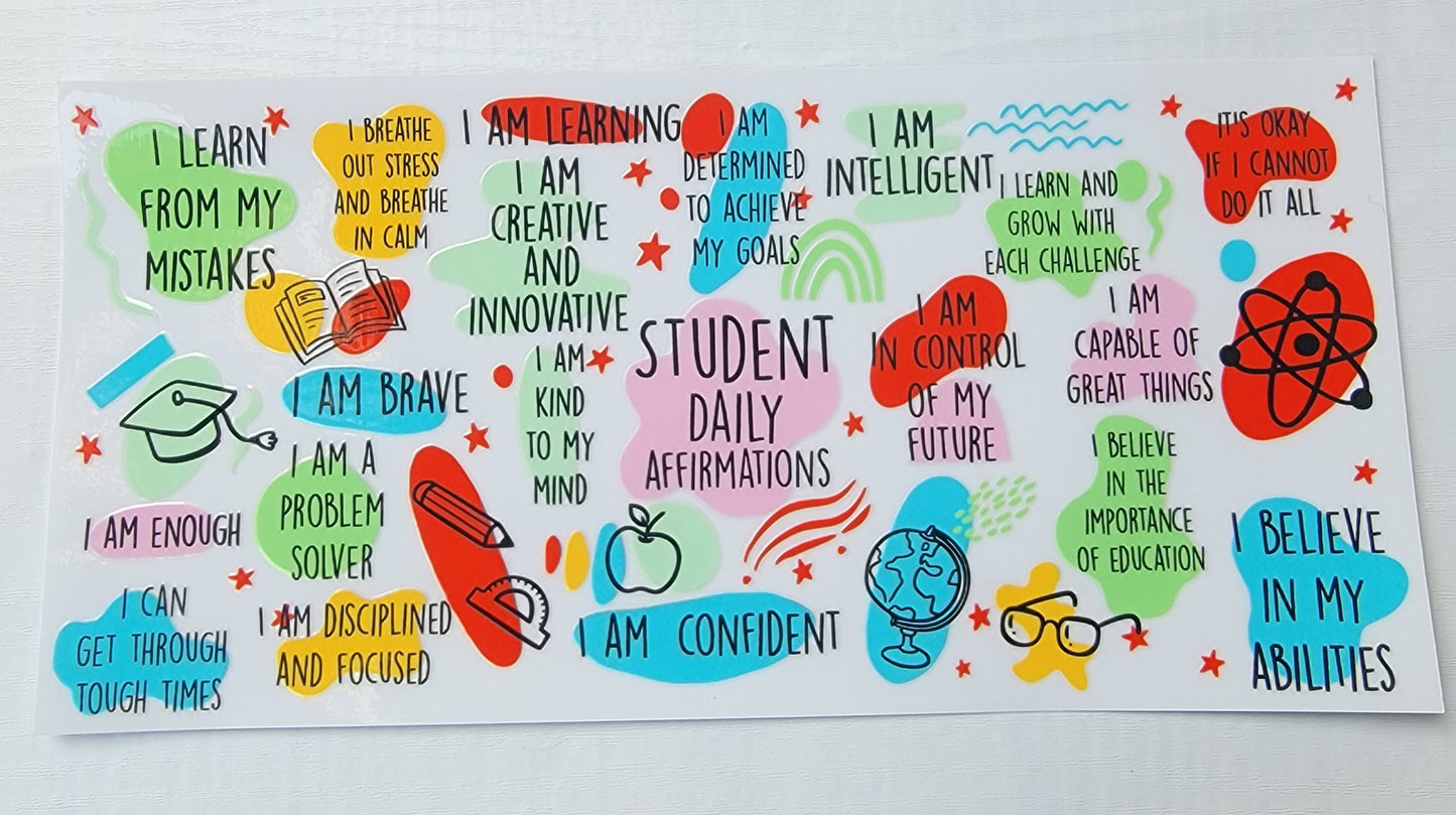 Student Daily Affirmations - 16 oz Libby UV DTF Wrap RTS