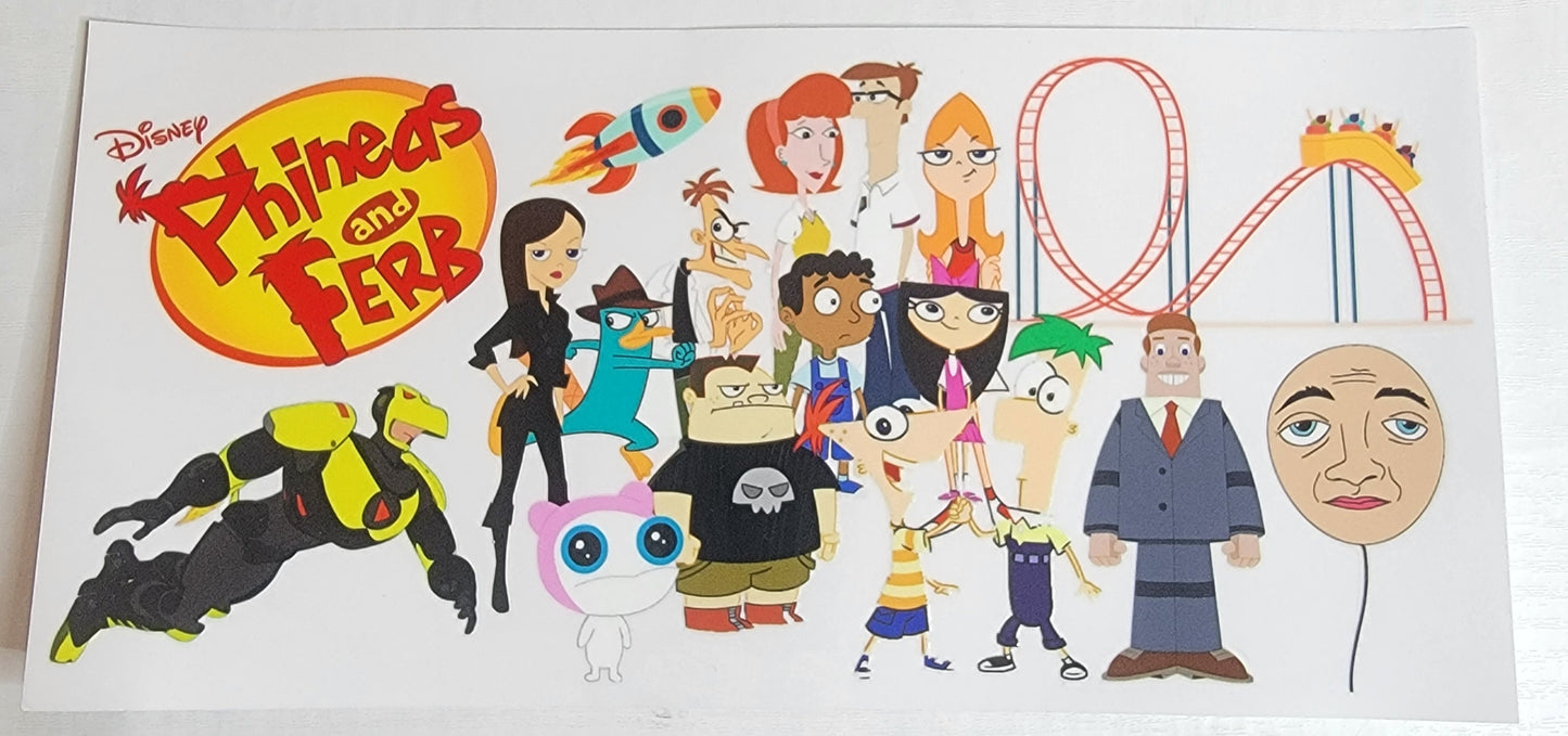 Phineas and Phurb - 16 oz Libby UV DTF Wrap RTS