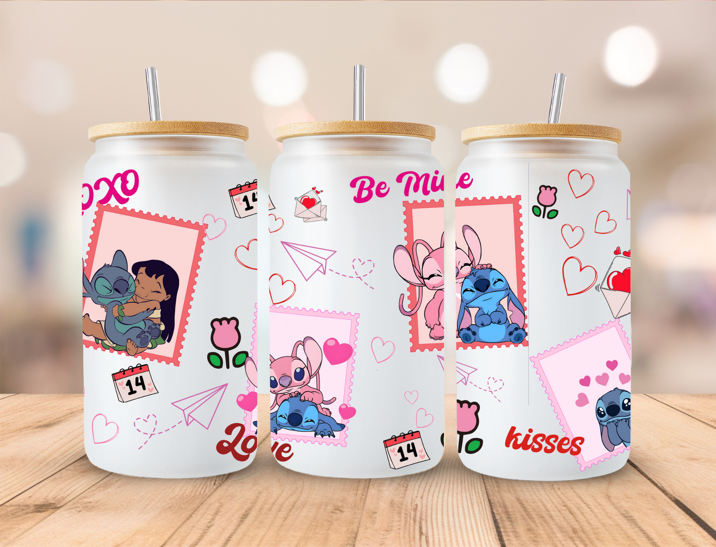 Valentines Alien Love Stamps - 16oz/20oz Libby UV DTF Wrap