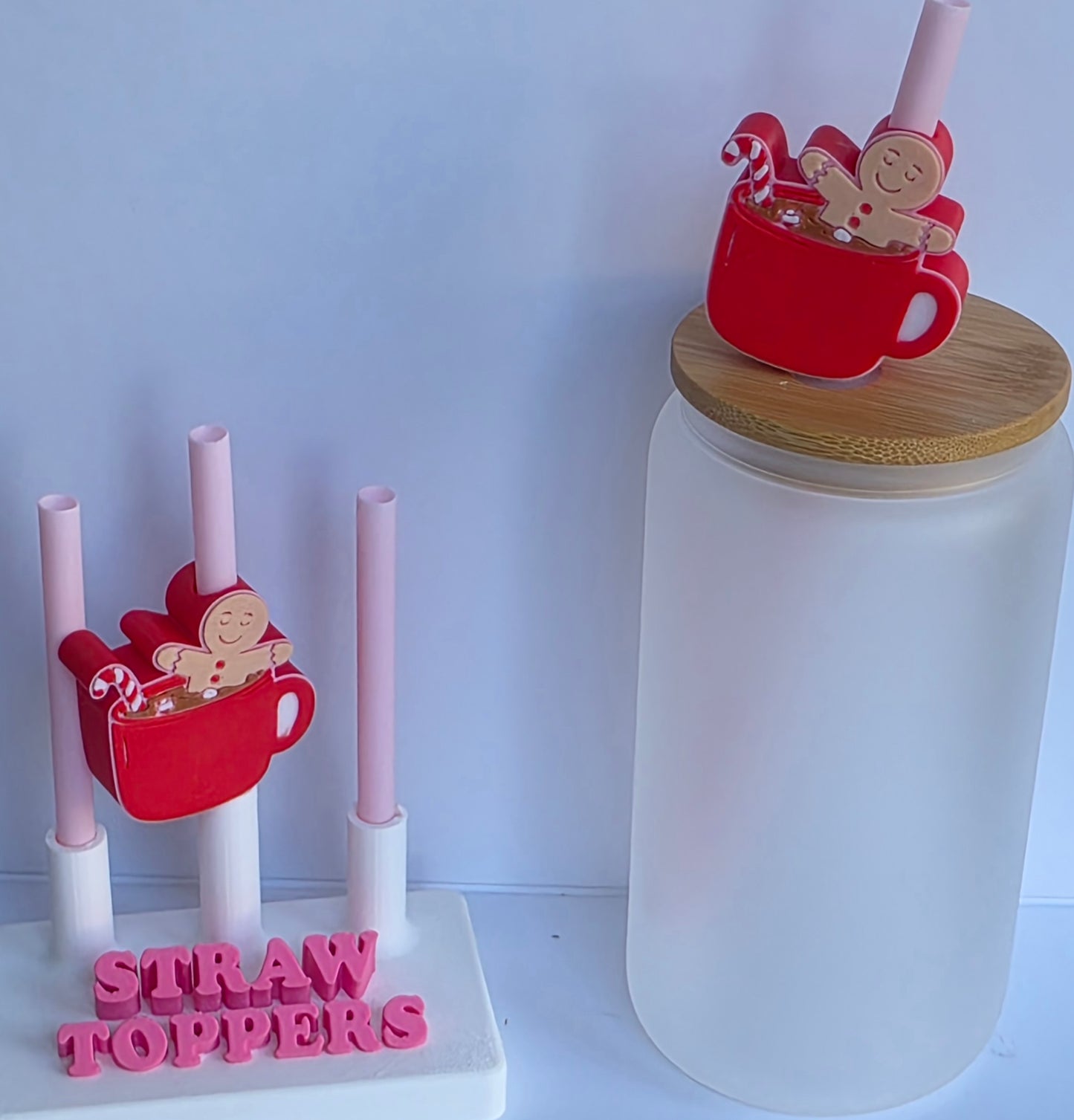 Christmas Gingerbread Hot Cocoa 3D Printed Straw Topper