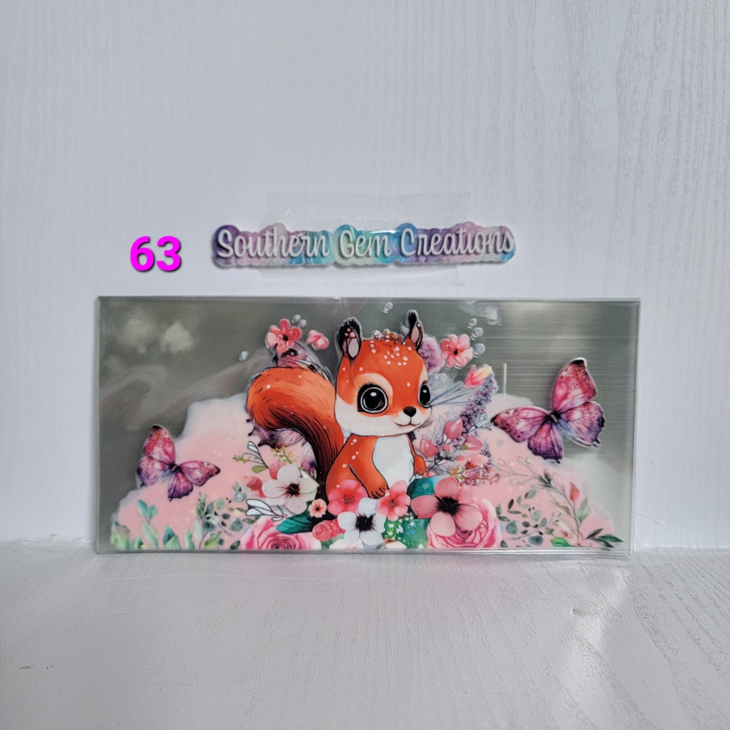 Floral Squirrel - 16 oz Libby UV DTF Wrap RTS