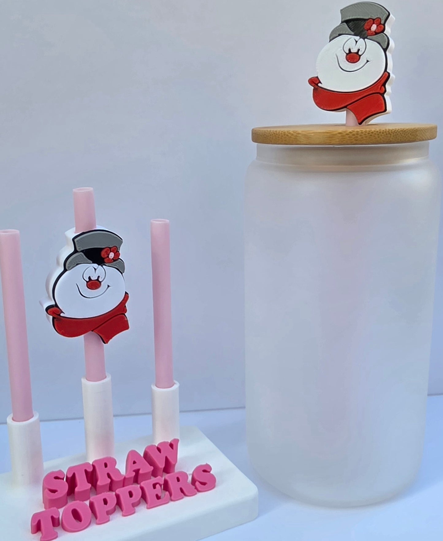 Christmas Snowman 3D Printed Straw Topper