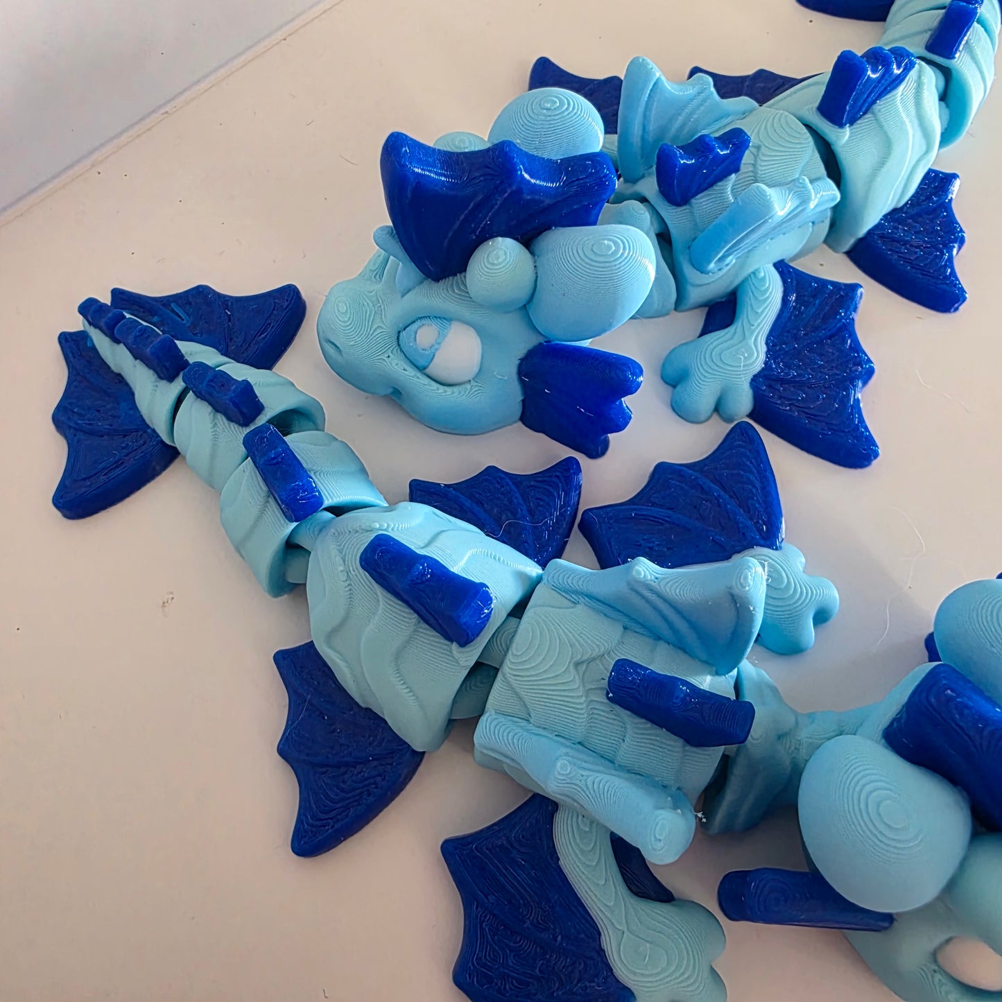 Articulated Flexi Christmas Blue Winged Dragon Poseable 3D Printed Toy
