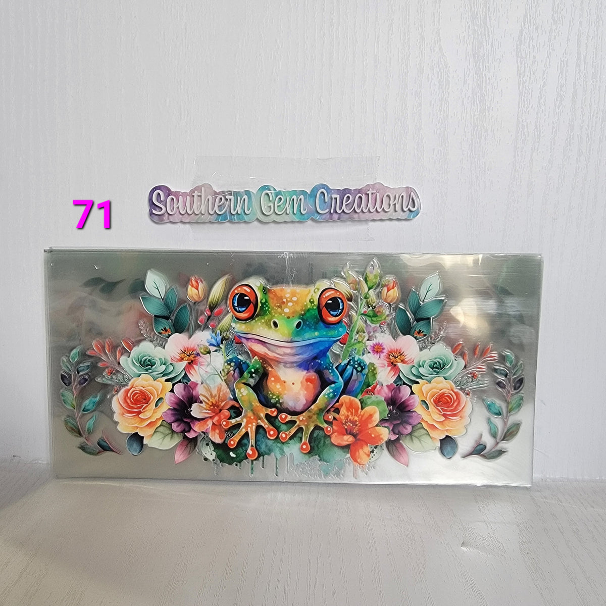Floral Frog - 16 oz Libby UV DTF Wrap RTS