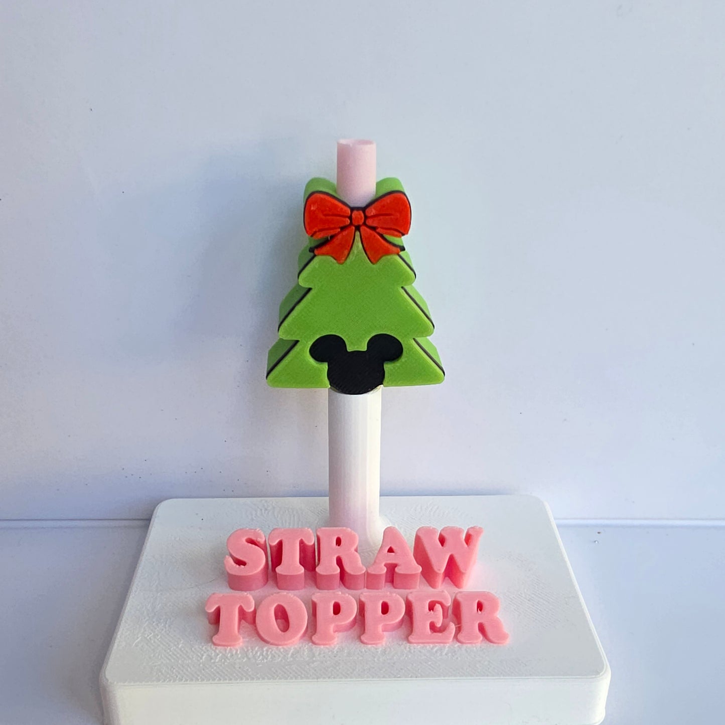 Christmas Green Mouse Tree 3D Printed Straw Topper