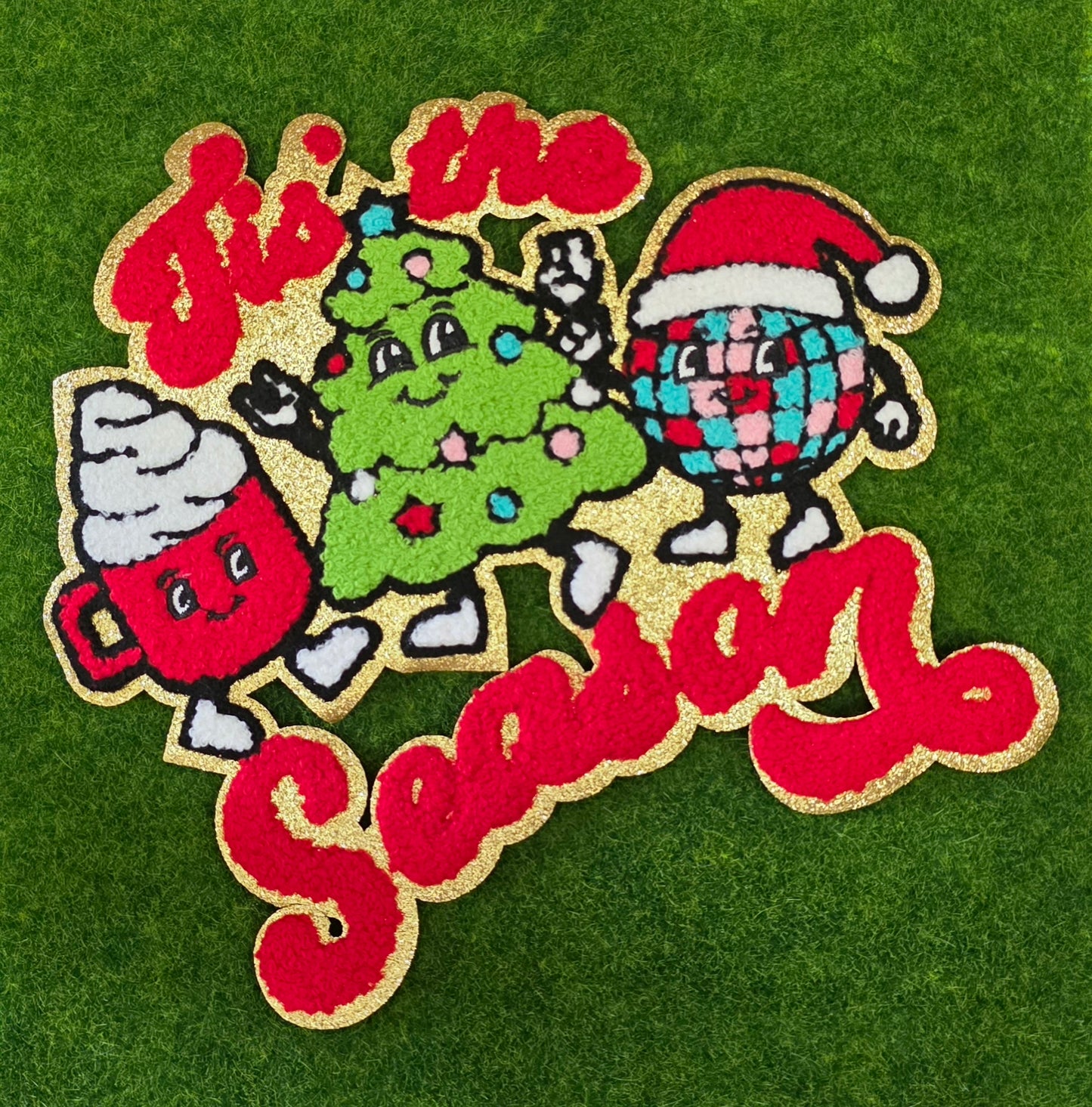 Tis The Season Retro Christmas Chenile Patch