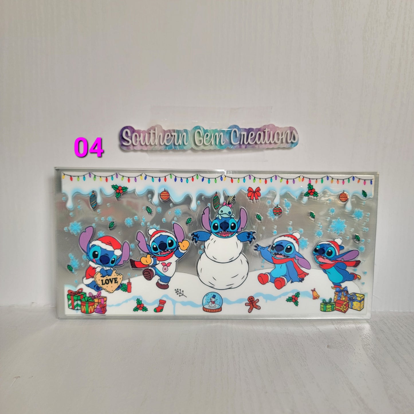 Blue Alien Snowman Christmas - 16 oz Libby UV DTF RTS